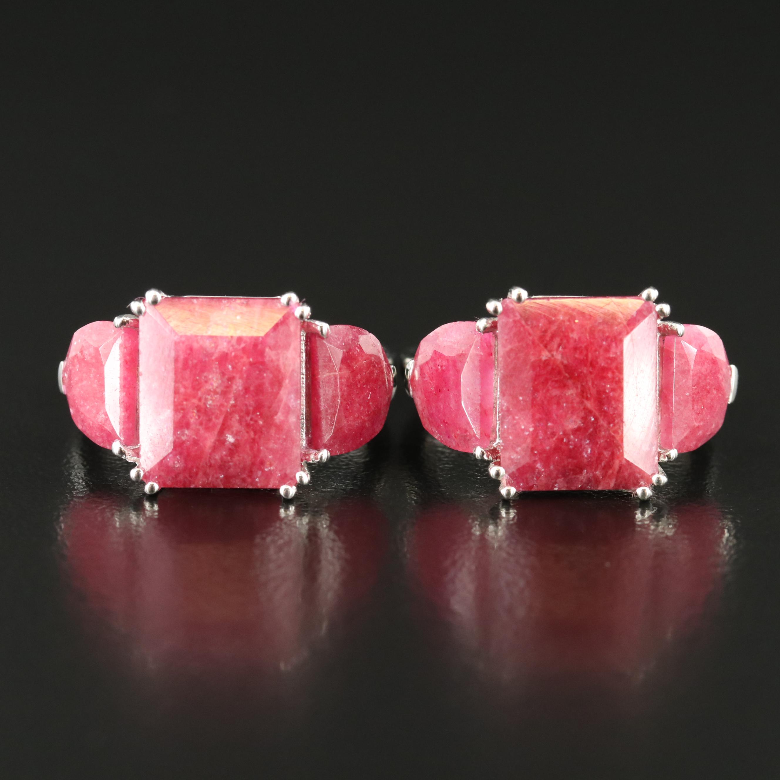 Sterling Beryl Three Stone Rings