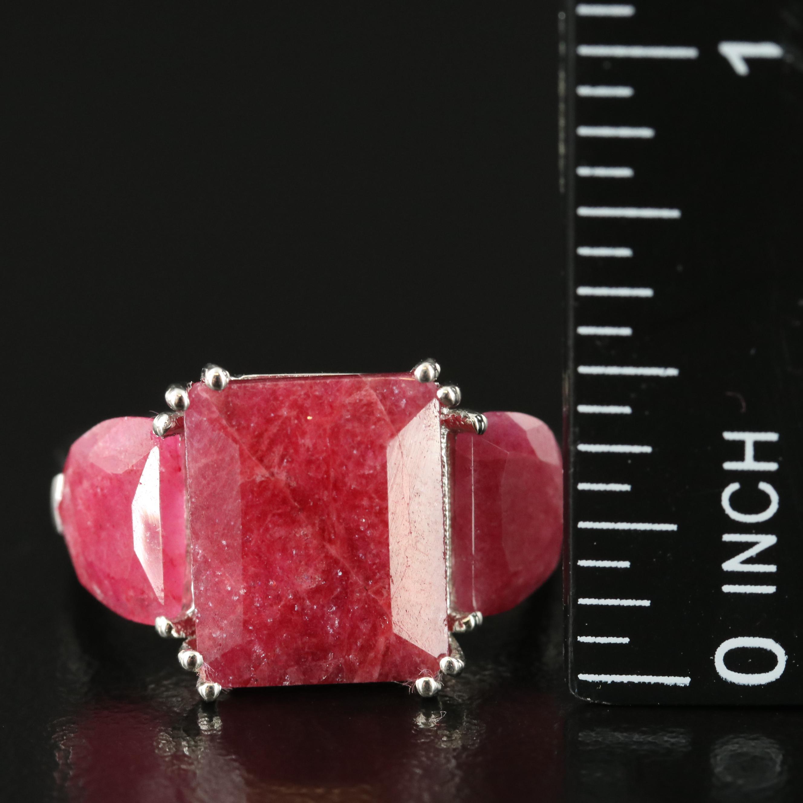 Sterling Beryl Three Stone Rings