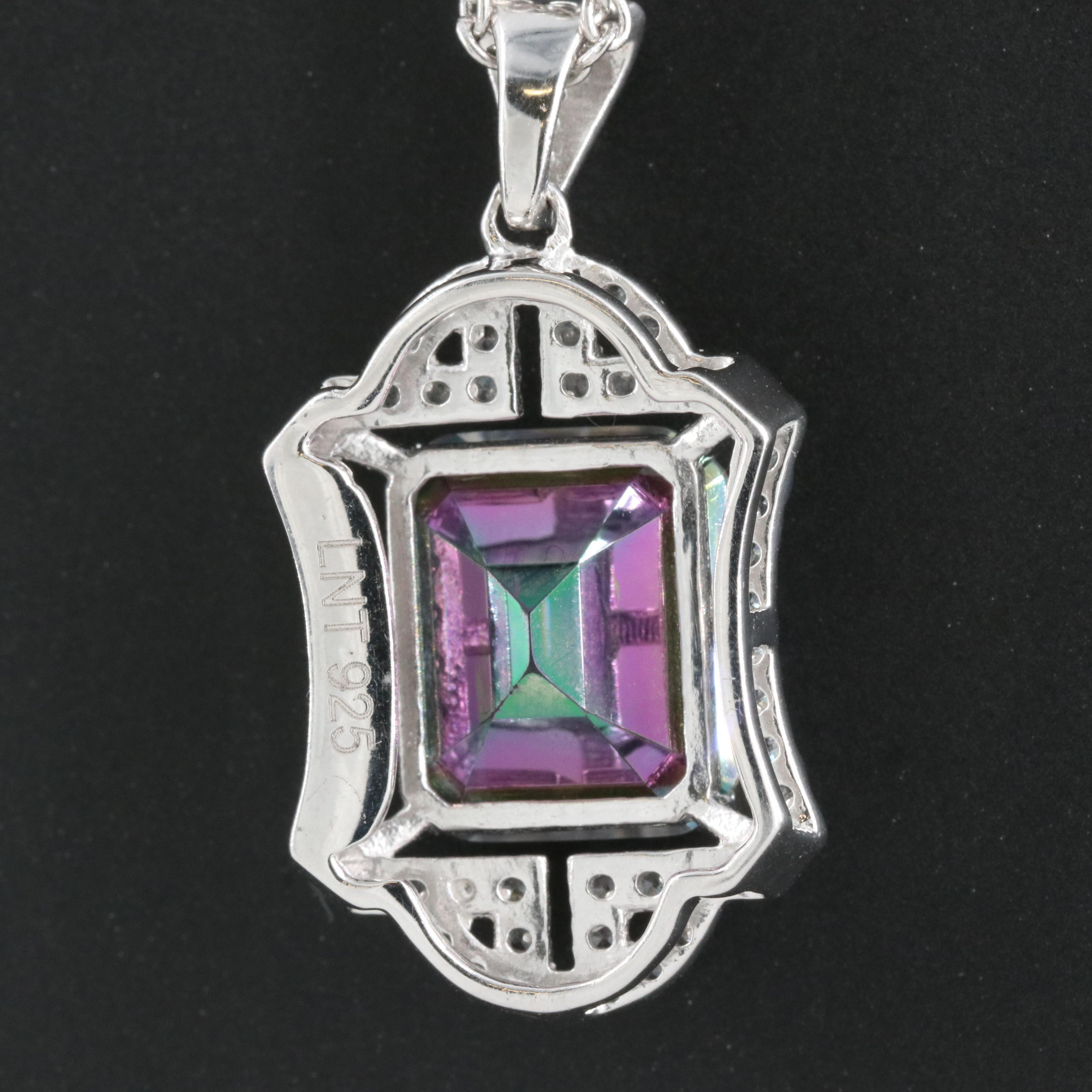 Sterling Rock Crystal Quartz and Zircon Pendant Necklace