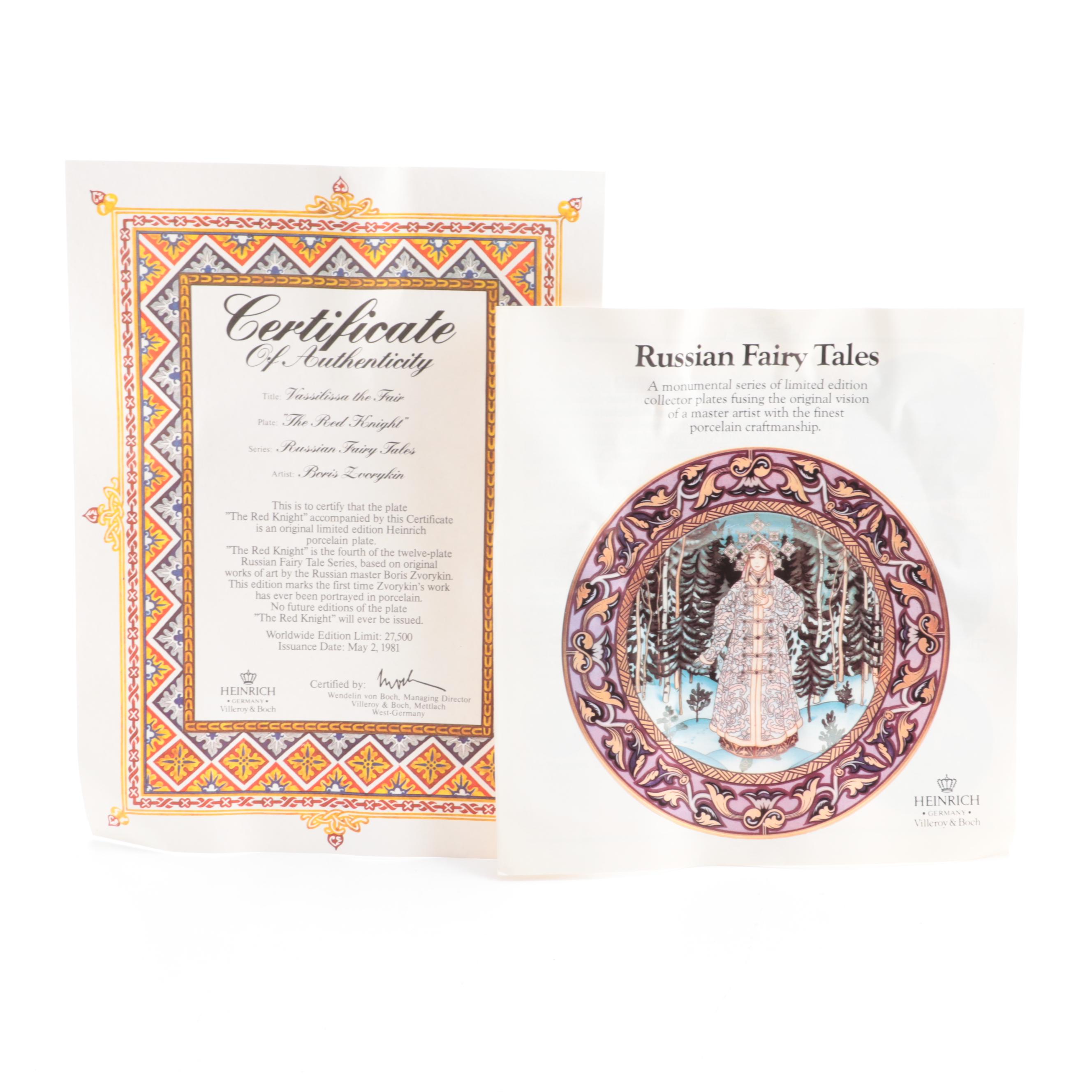 Heinrich The Russian Fairy Tales with Wedgwood The Legend of King Arthur Plates