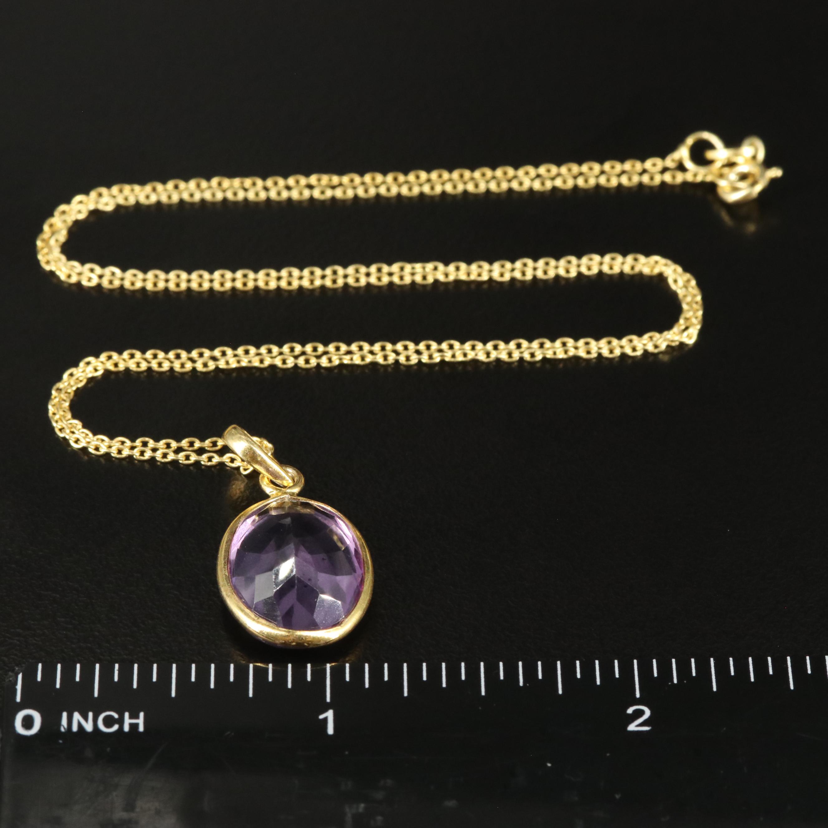 Sterling Amethyst Drop Pendant Necklace