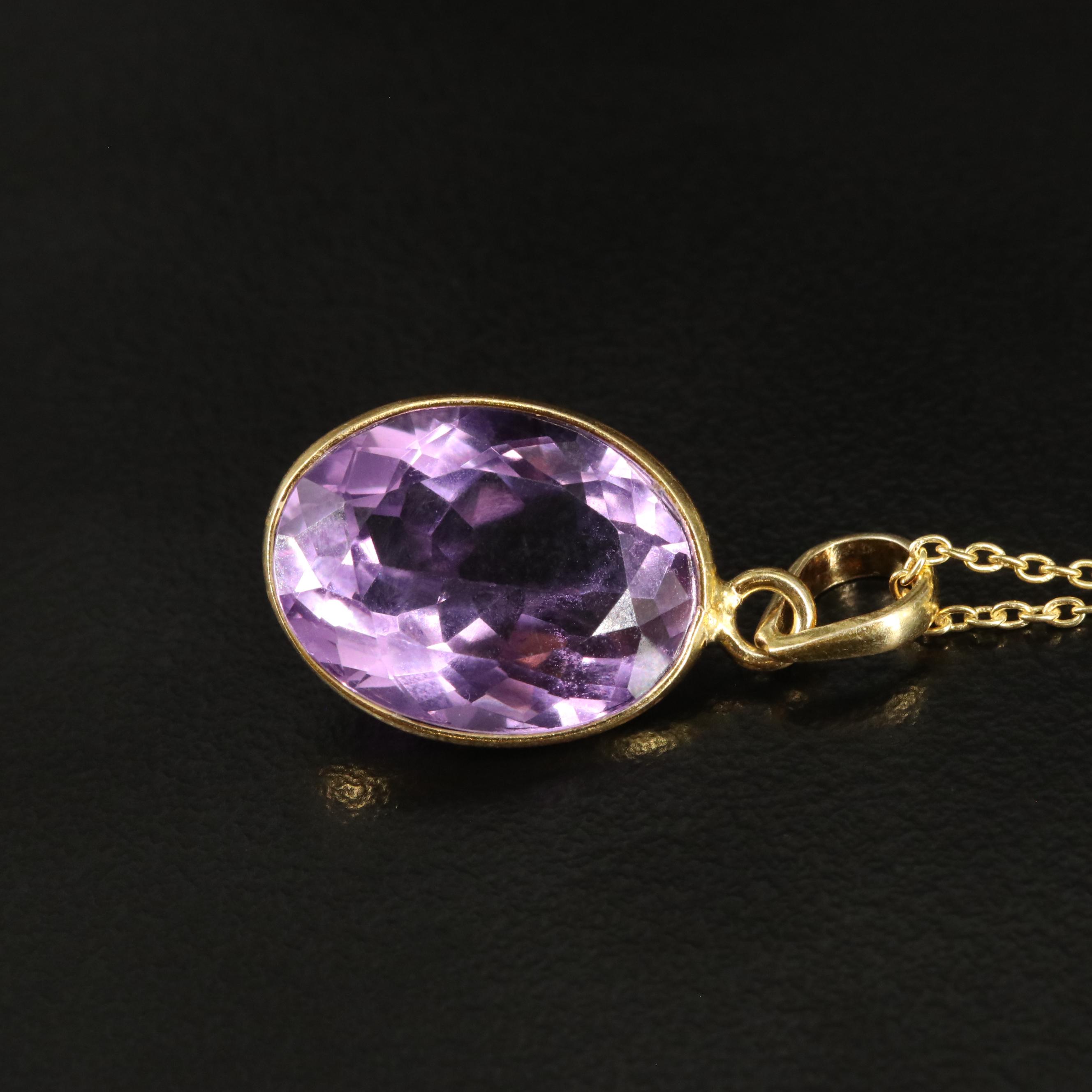 Sterling Amethyst Drop Pendant Necklace