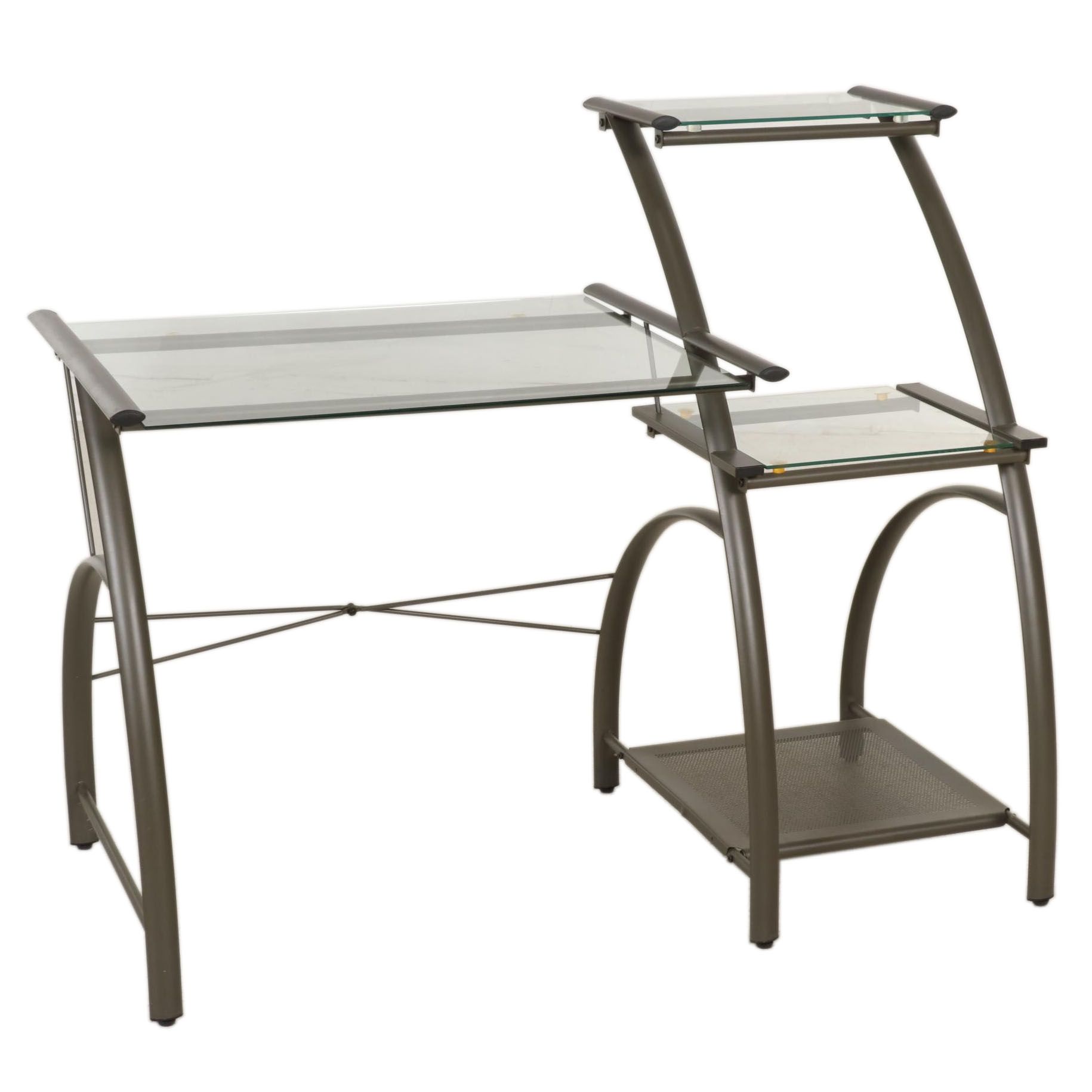 Modernist Style Tubular Metal and Glass Desk