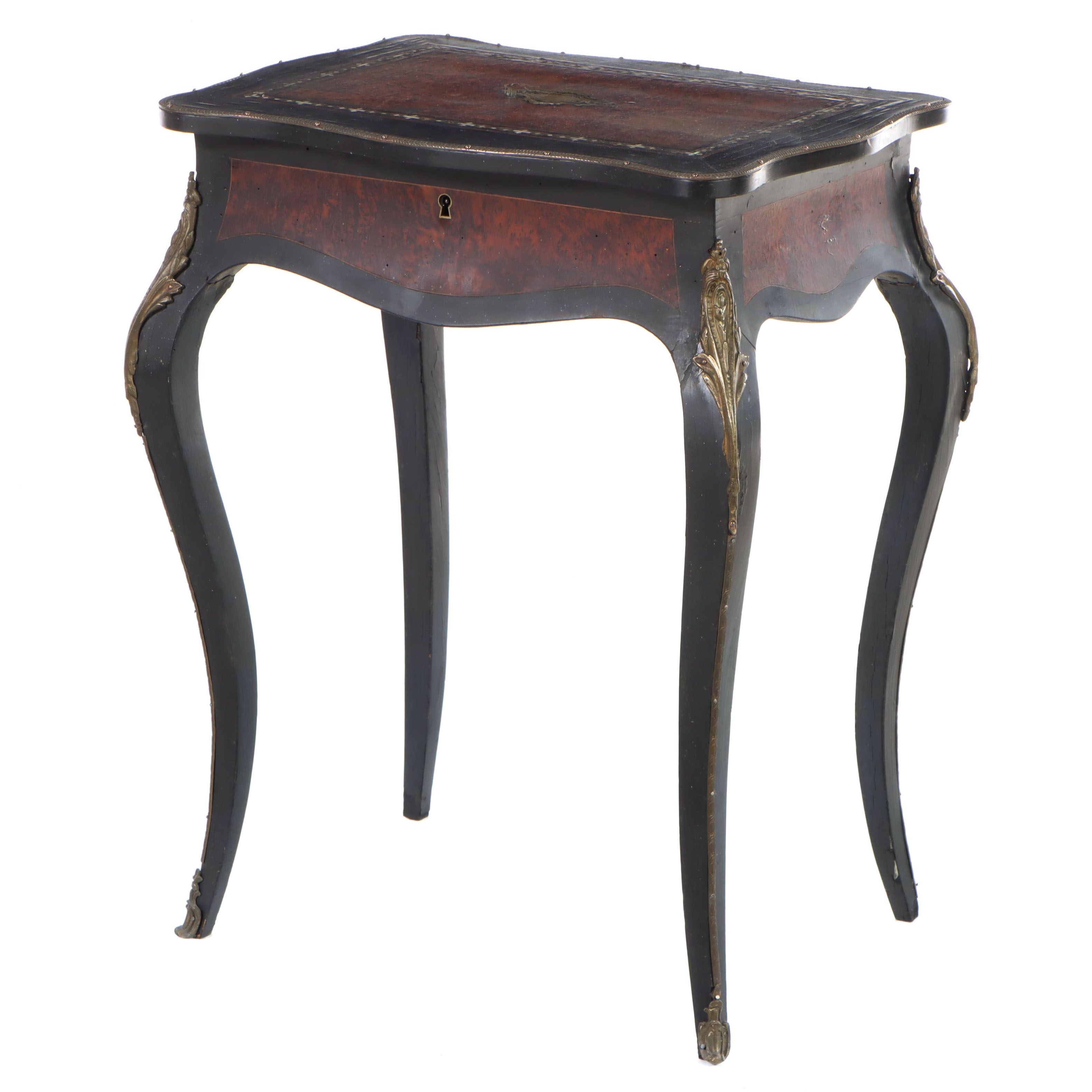 Napoleon III Ebonized and Burl Wood Boulle Marquetry Bijouterie Table