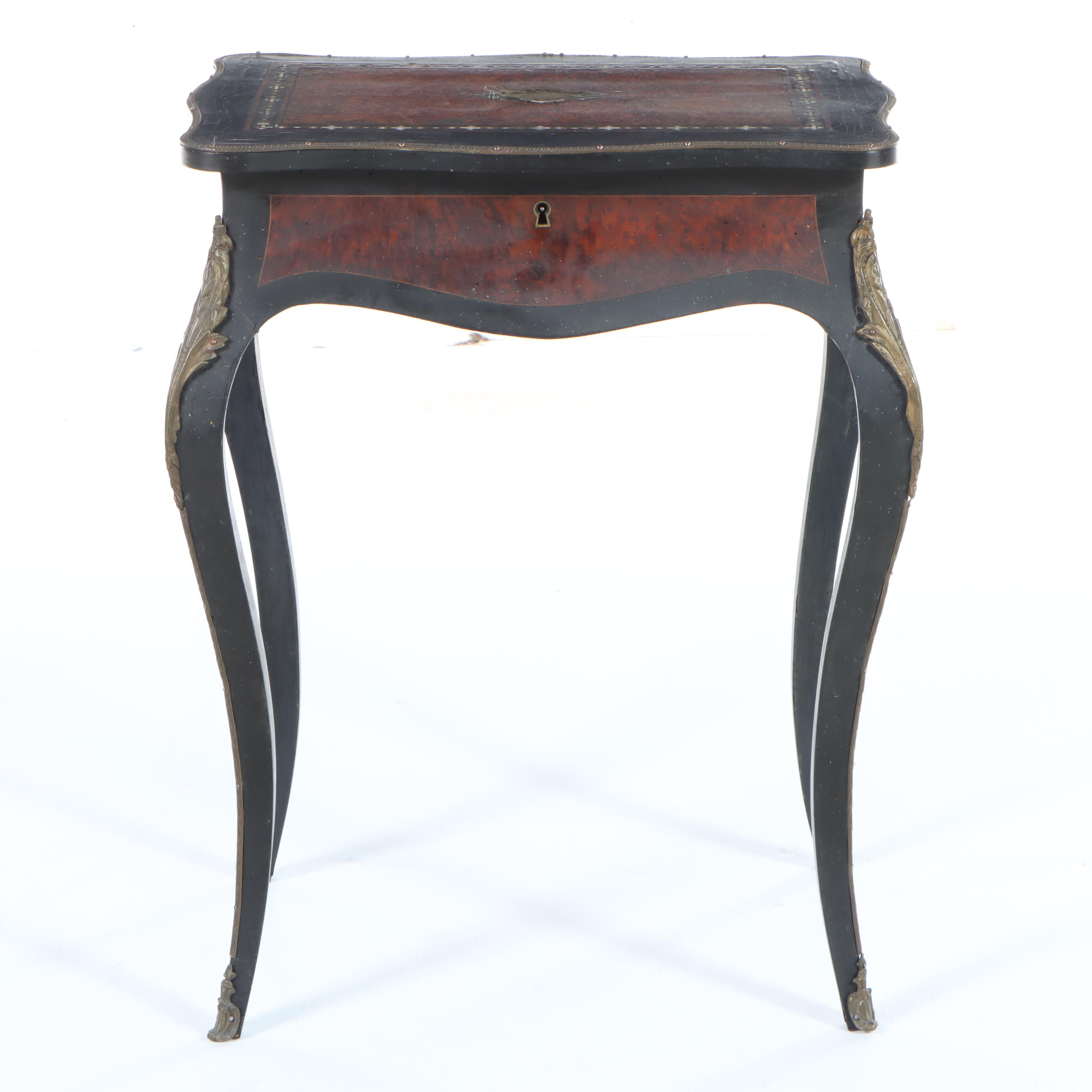 Napoleon III Ebonized and Burl Wood Boulle Marquetry Bijouterie Table