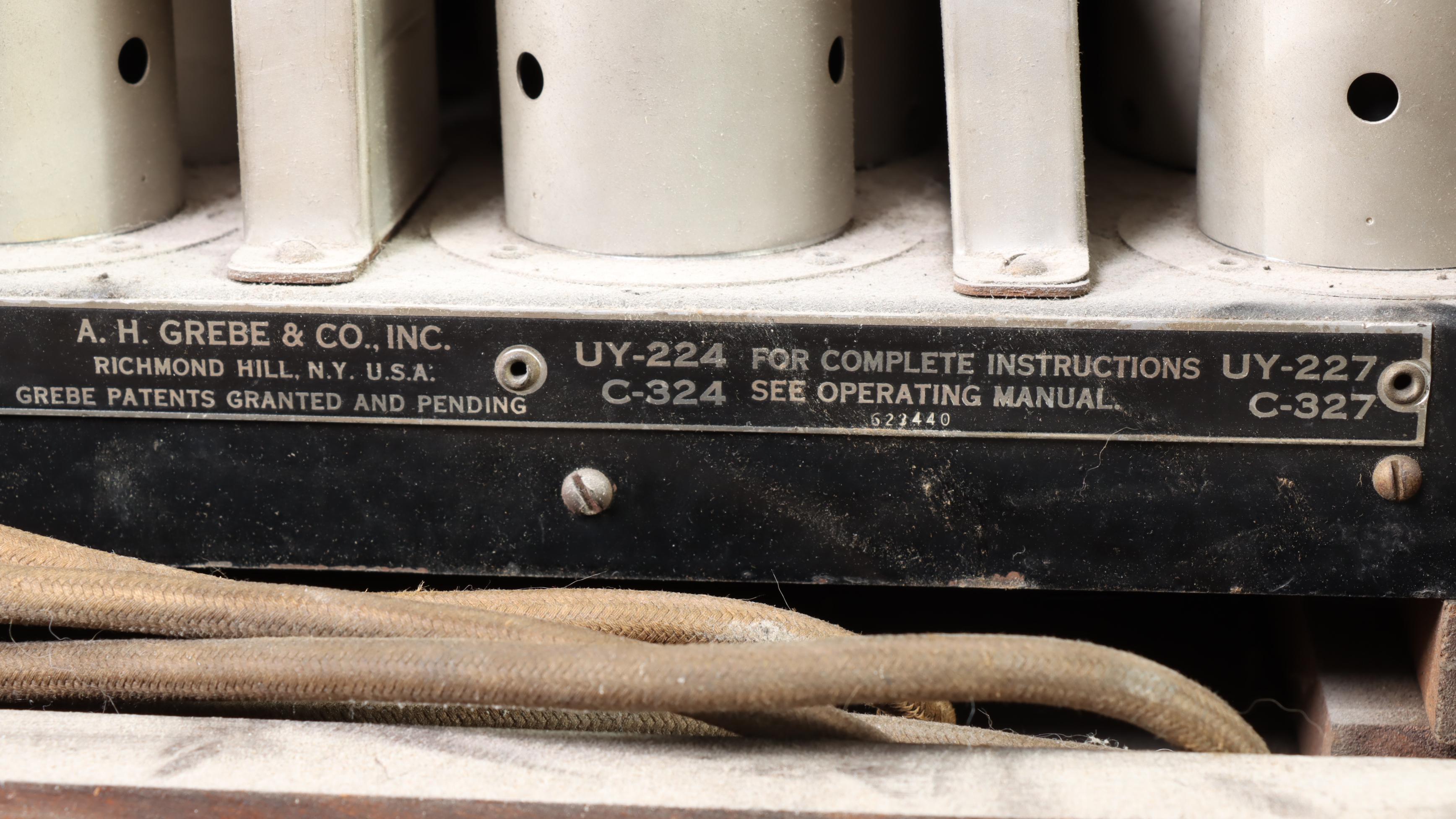 A.H. Grebe Jacobean Style Walnut-Stained Radio Cabinet, Circa 1930