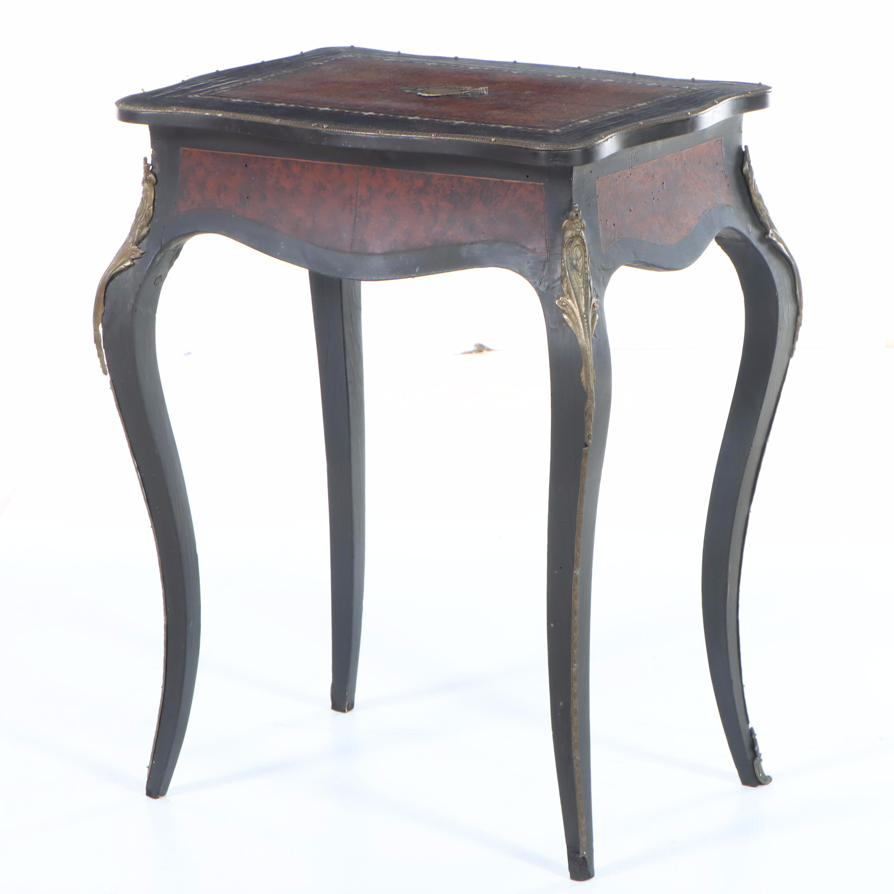 Napoleon III Ebonized and Burl Wood Boulle Marquetry Bijouterie Table