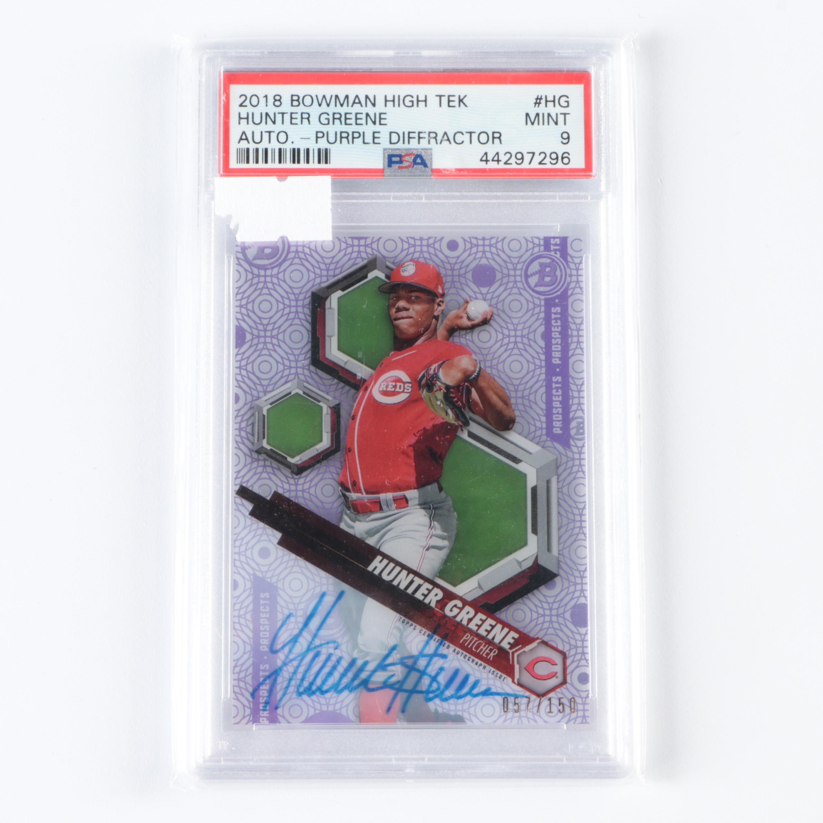 2018 Hunter Green High Tek Signed and 2011 Bryce Harper Chrome Graded Cards
