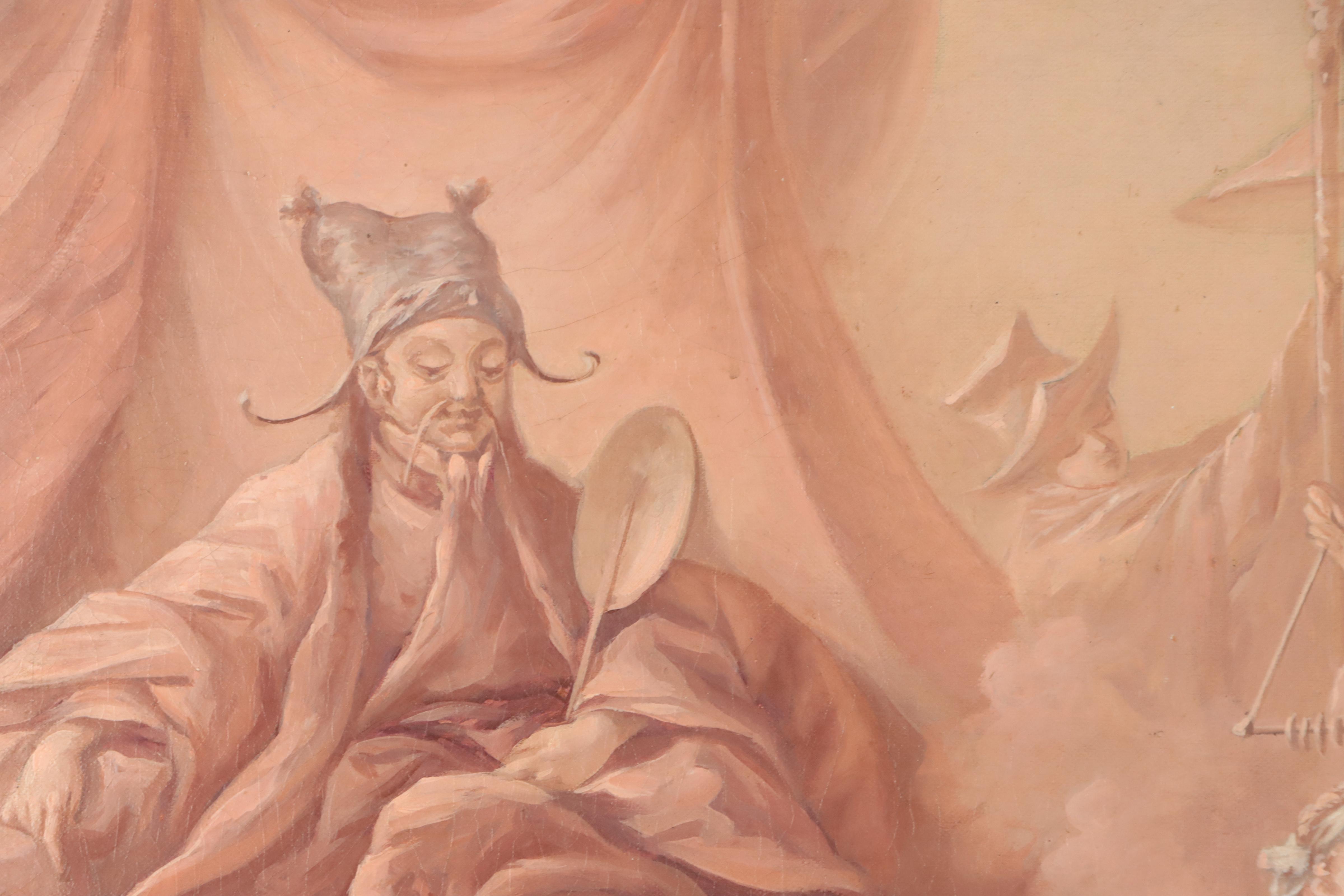 European School Oil Painting of Chinese Figures