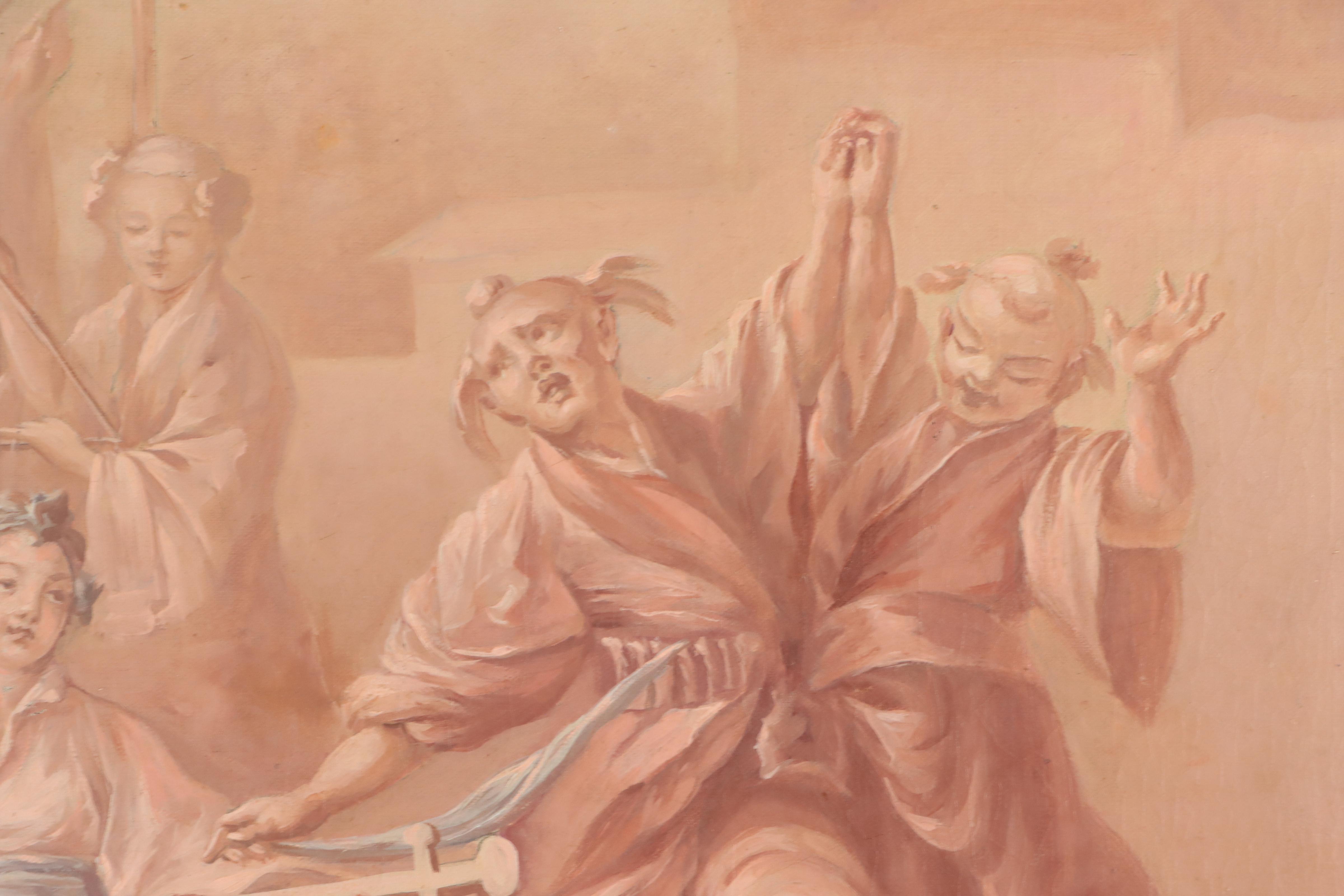 European School Oil Painting of Chinese Figures