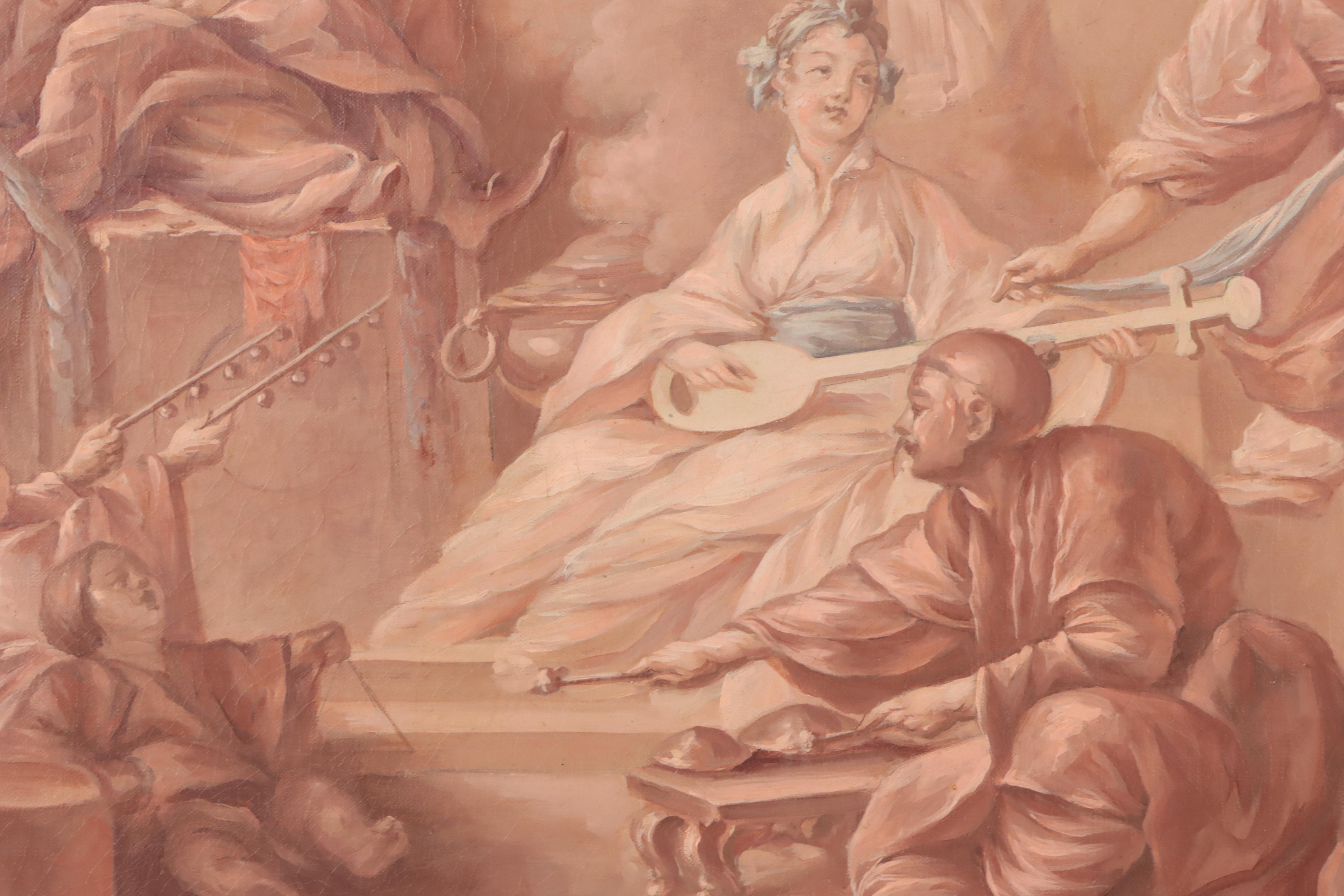 European School Oil Painting of Chinese Figures