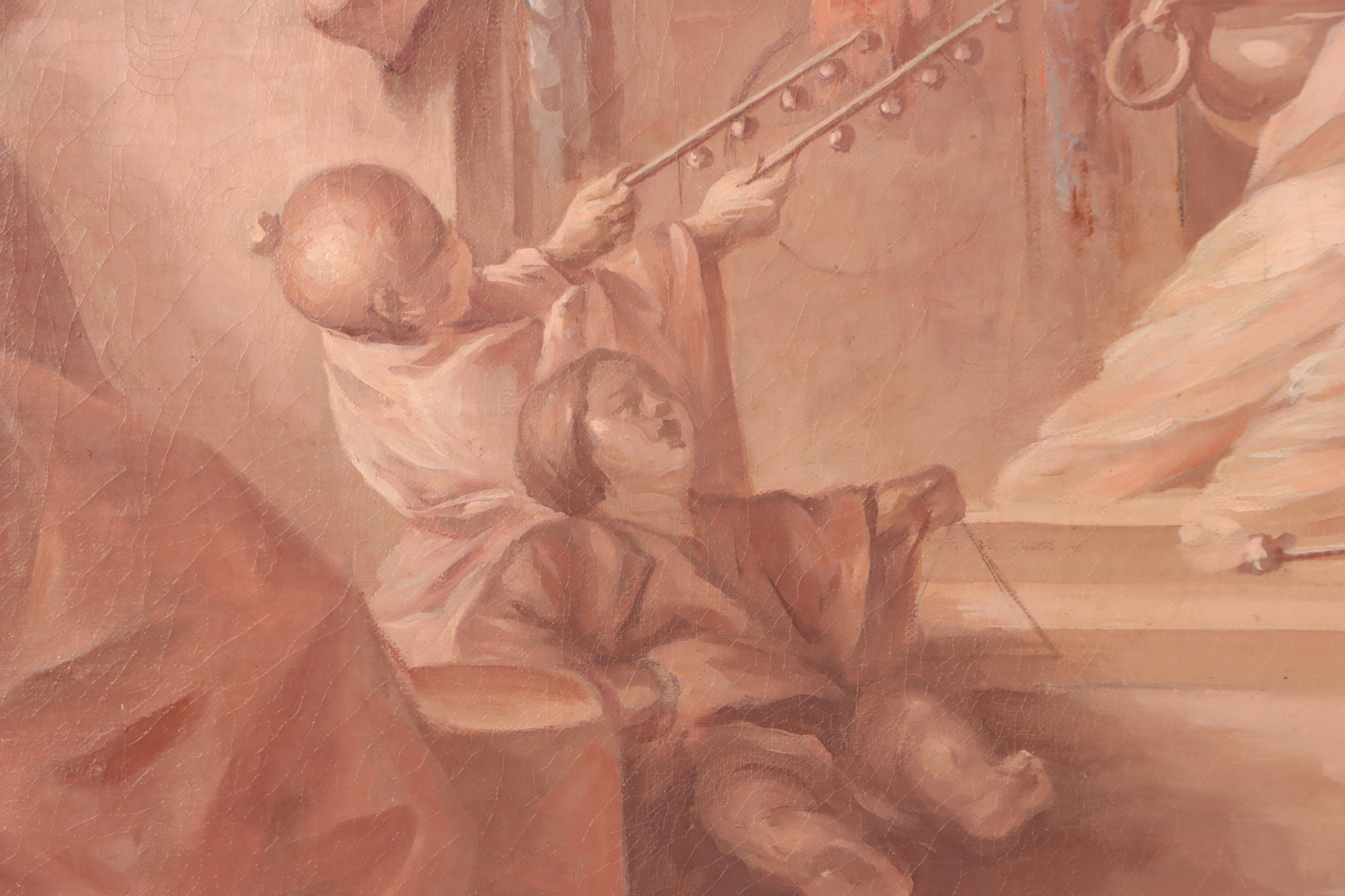 European School Oil Painting of Chinese Figures