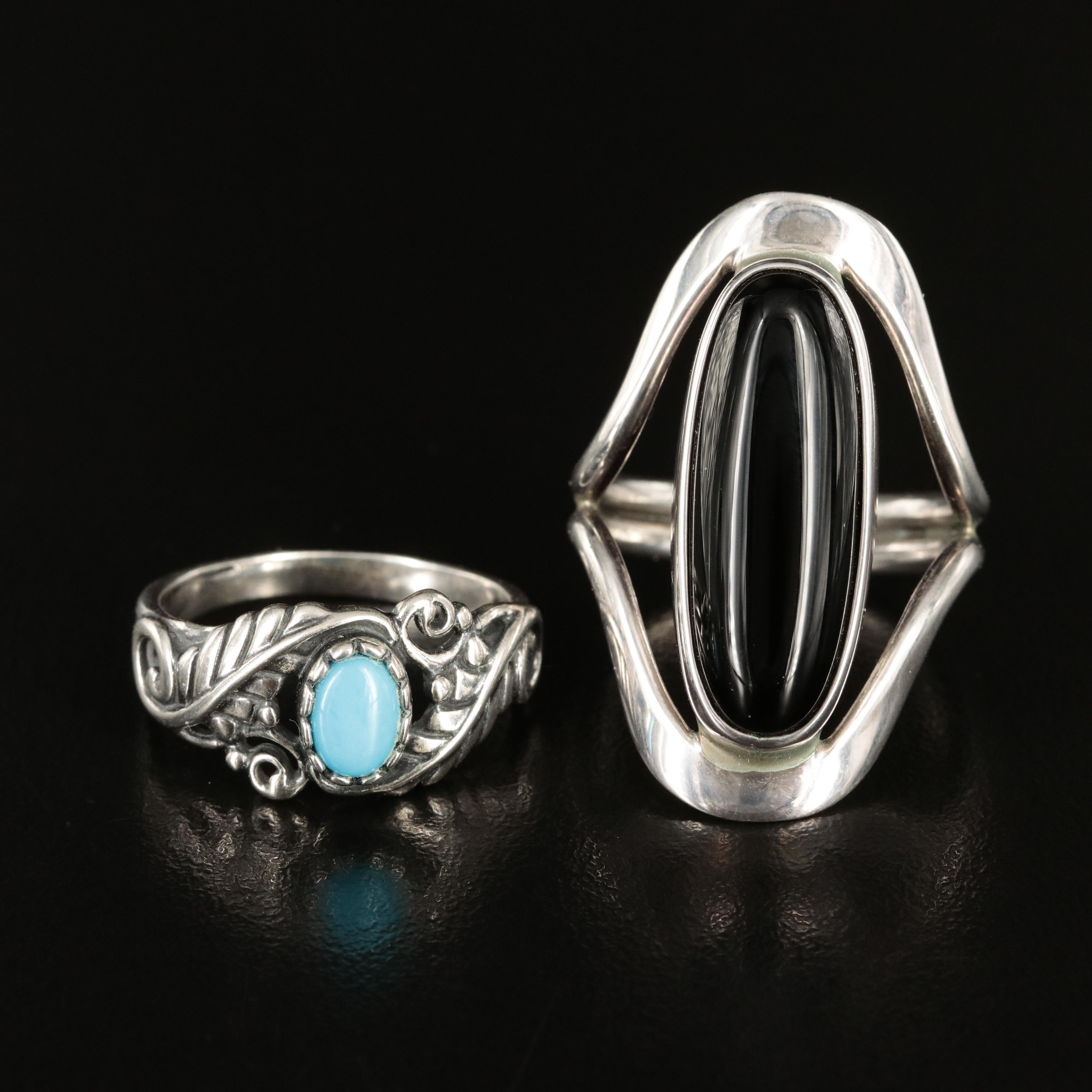 Relios Turqouise and Dominique Dinovart Black Onyx Rings