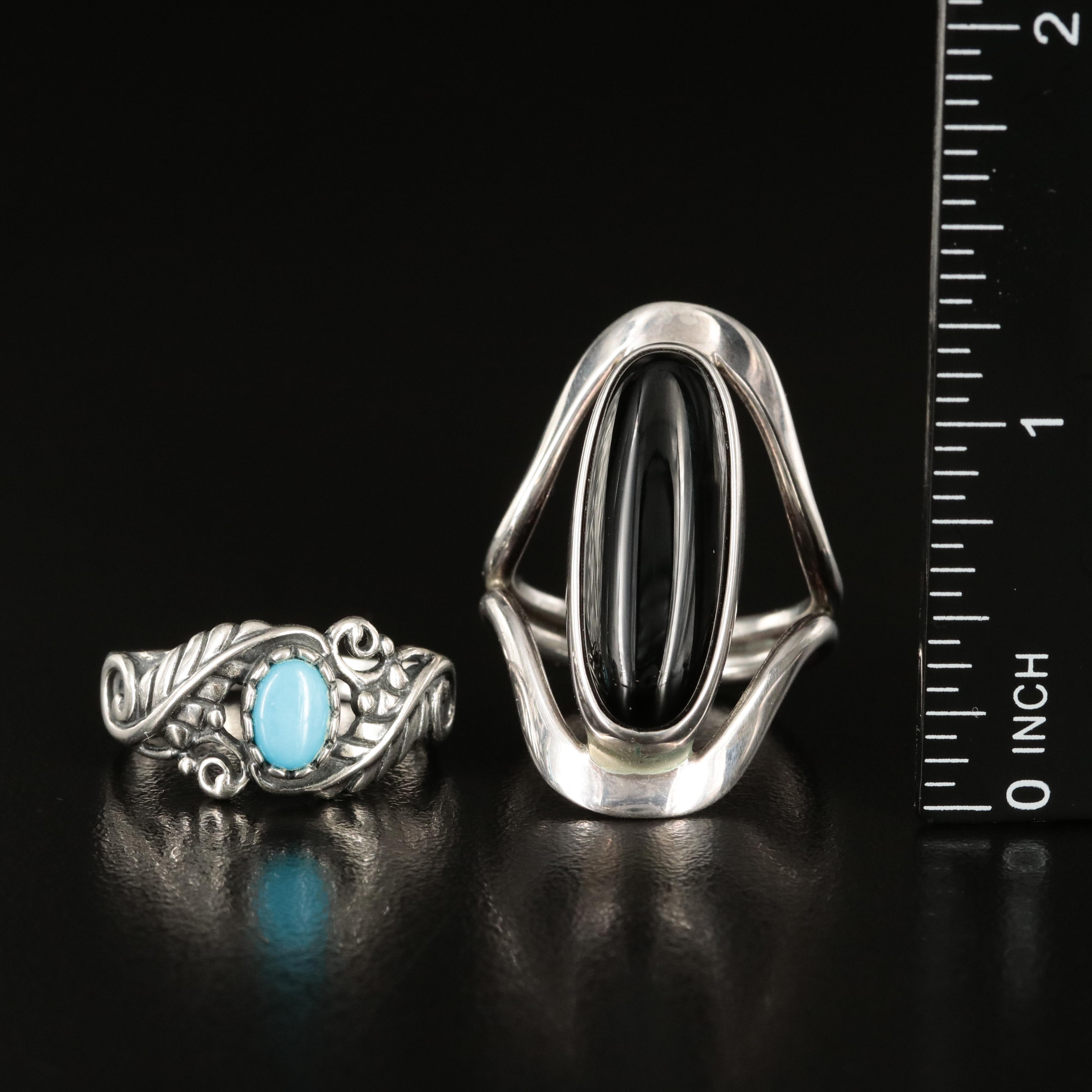 Relios Turqouise and Dominique Dinovart Black Onyx Rings