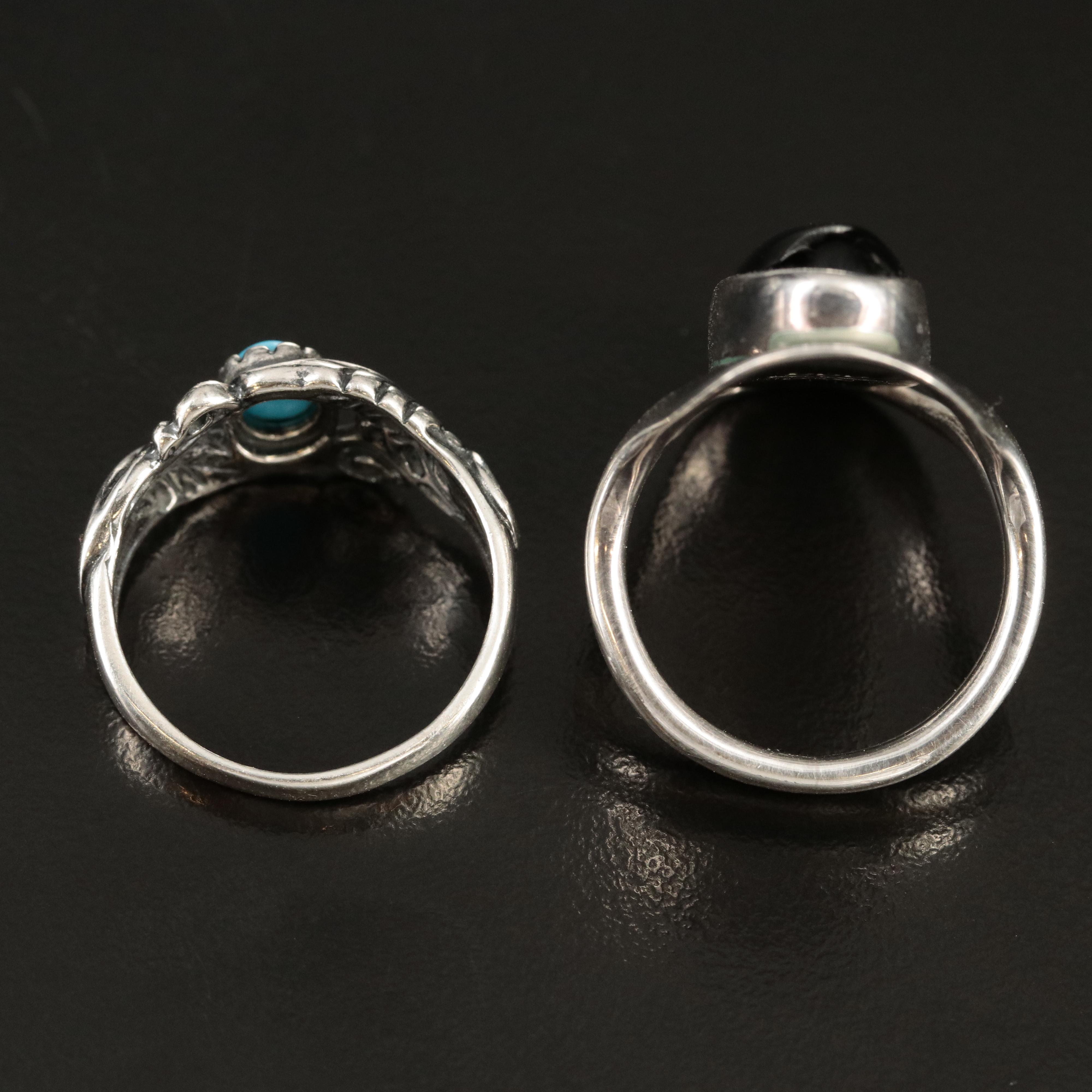 Relios Turqouise and Dominique Dinovart Black Onyx Rings