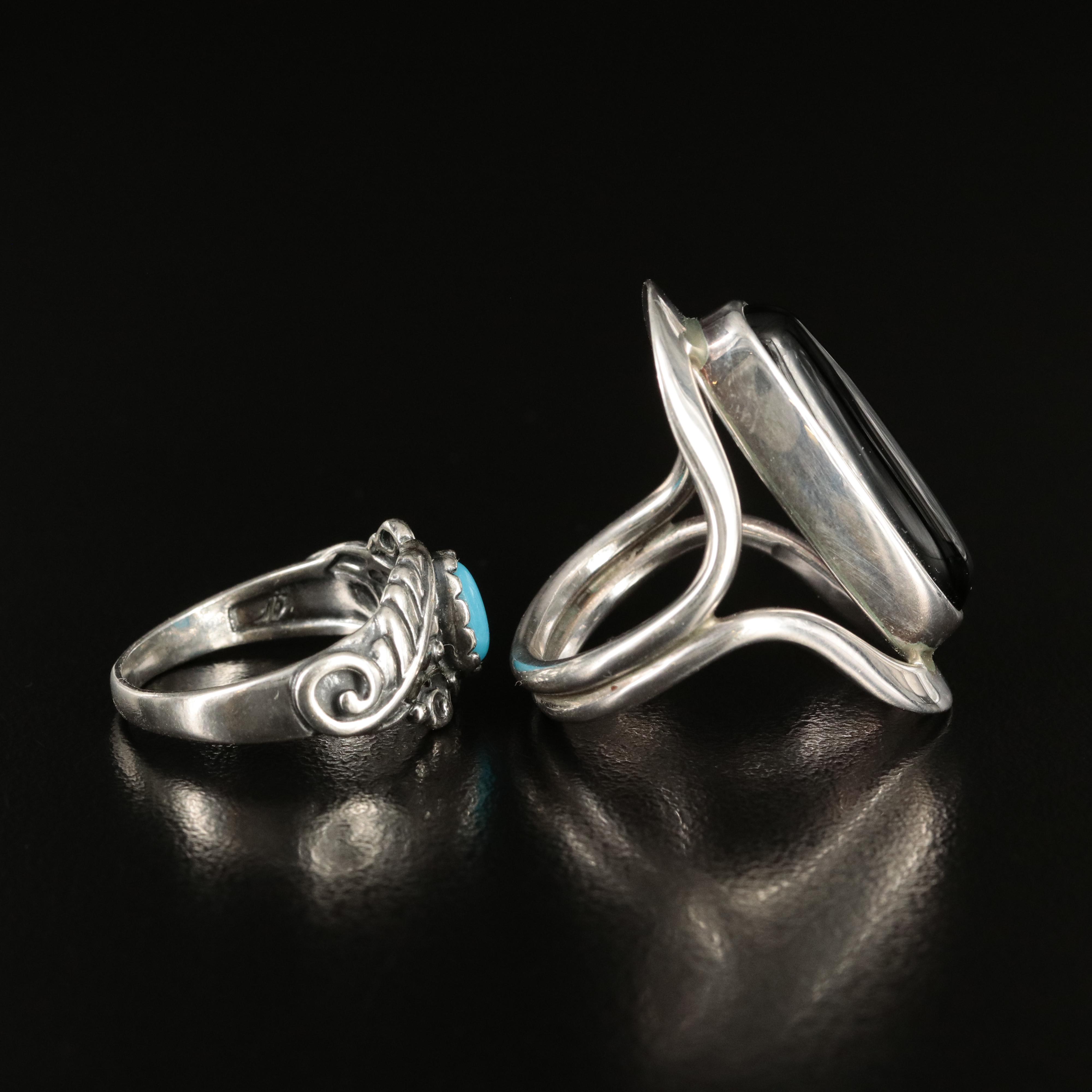 Relios Turqouise and Dominique Dinovart Black Onyx Rings