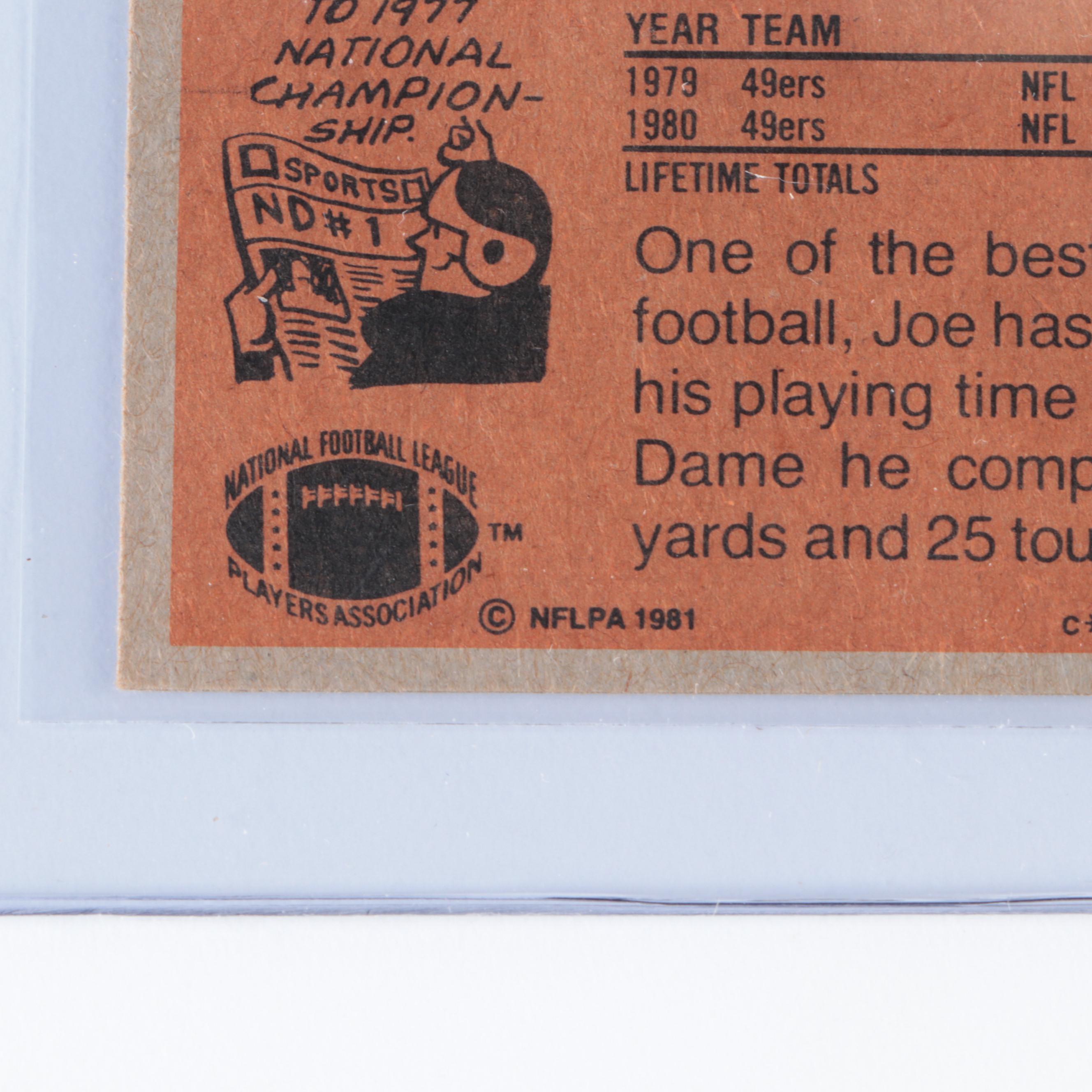 1981 Topps Joe Montana San Francisco 49ers Rookie Football Card