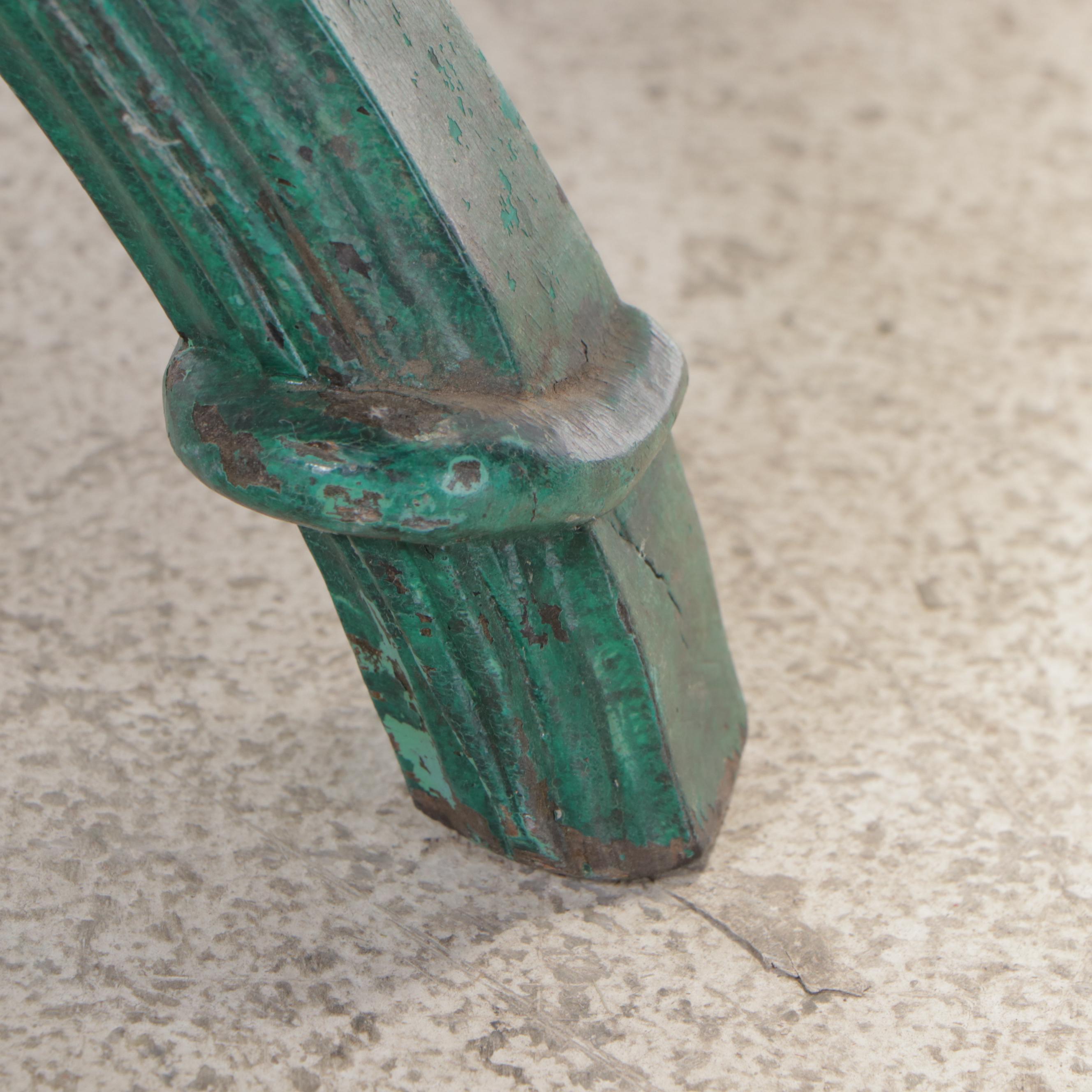 Pair of Louis XVI Style Green-Painted X-Form Stools
