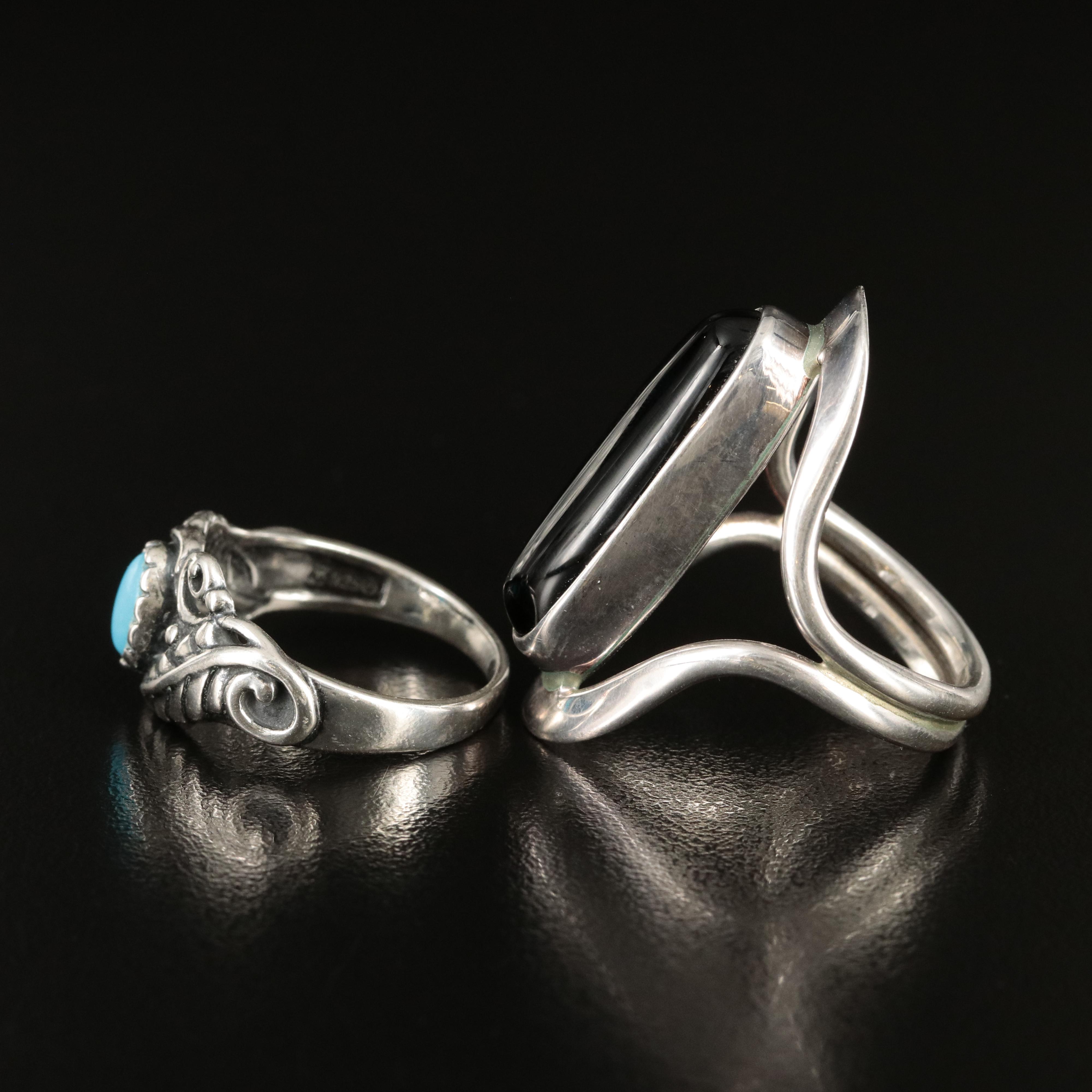 Relios Turqouise and Dominique Dinovart Black Onyx Rings