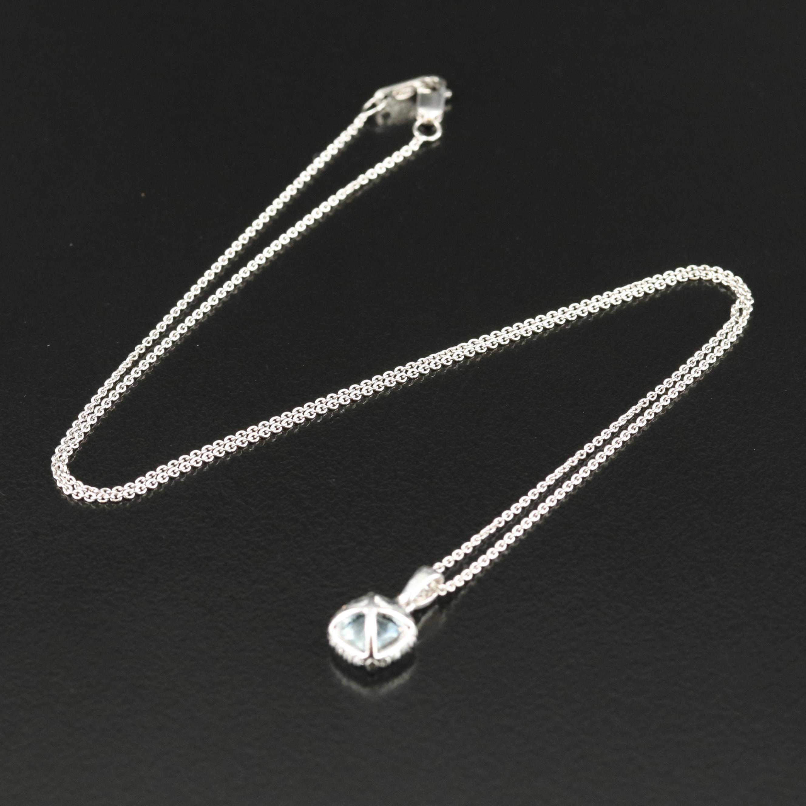 Sterling Aquamarine and Sapphire Pendant Necklace