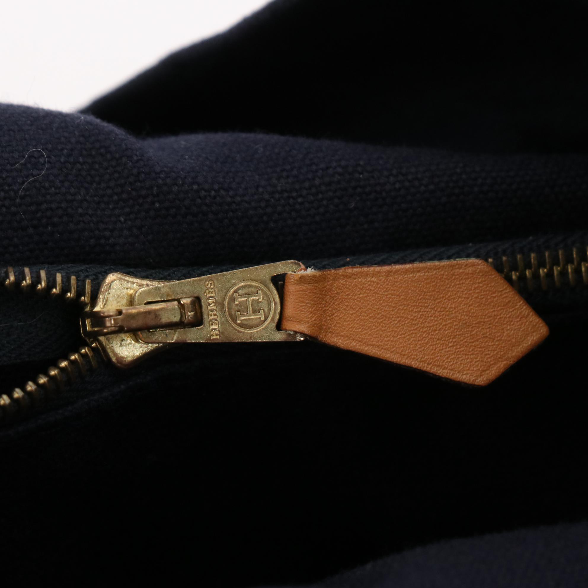 Hermès Fourre Tout MM Bag in Navy/Rust Canvas