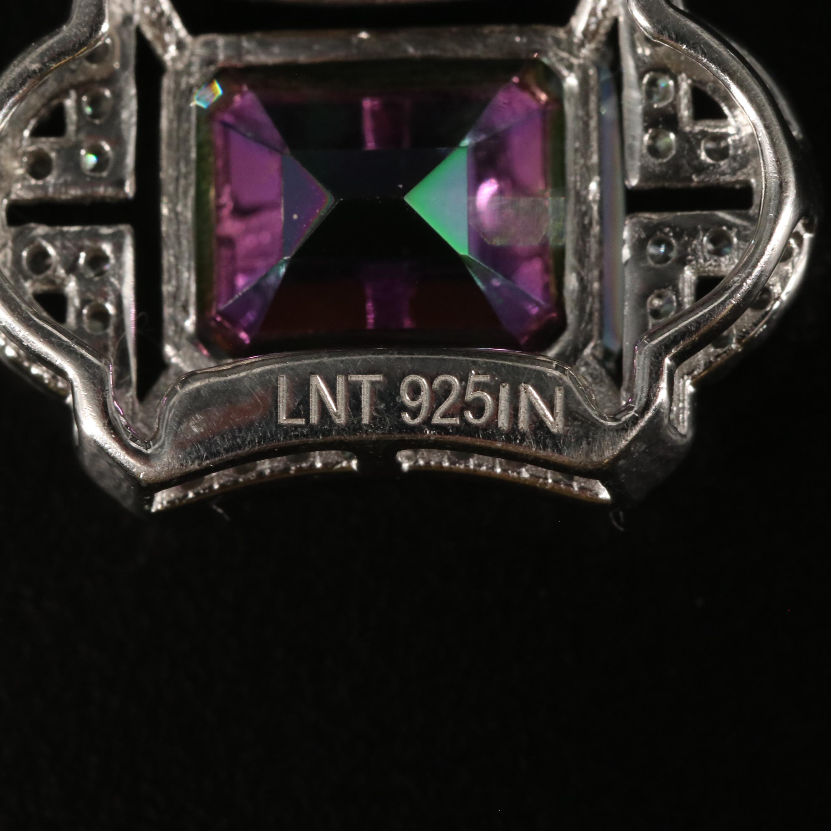 Sterling Mystic Topaz and White Topaz Pendant Necklace