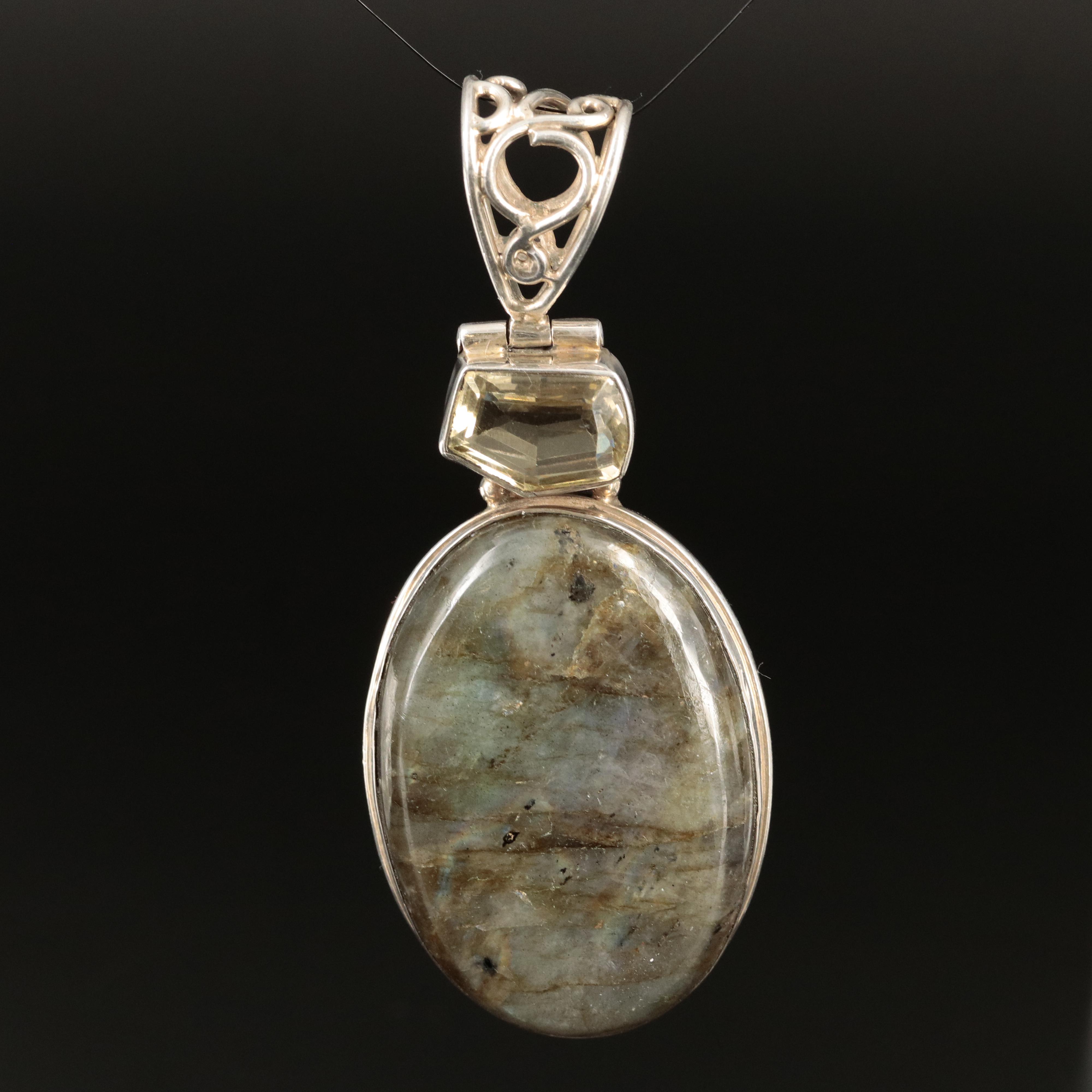 Sterling Labradorite and Citrine Pendant