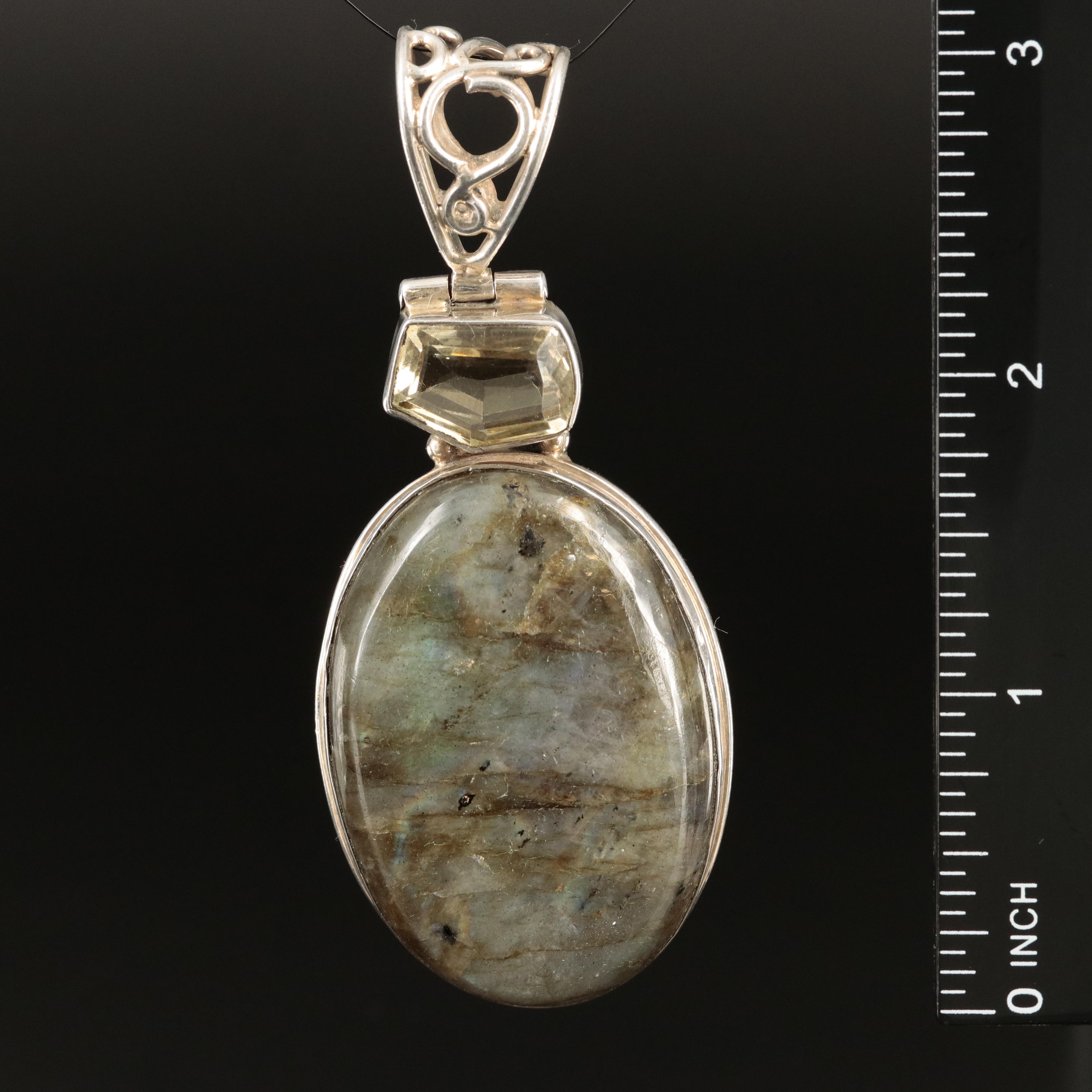 Sterling Labradorite and Citrine Pendant