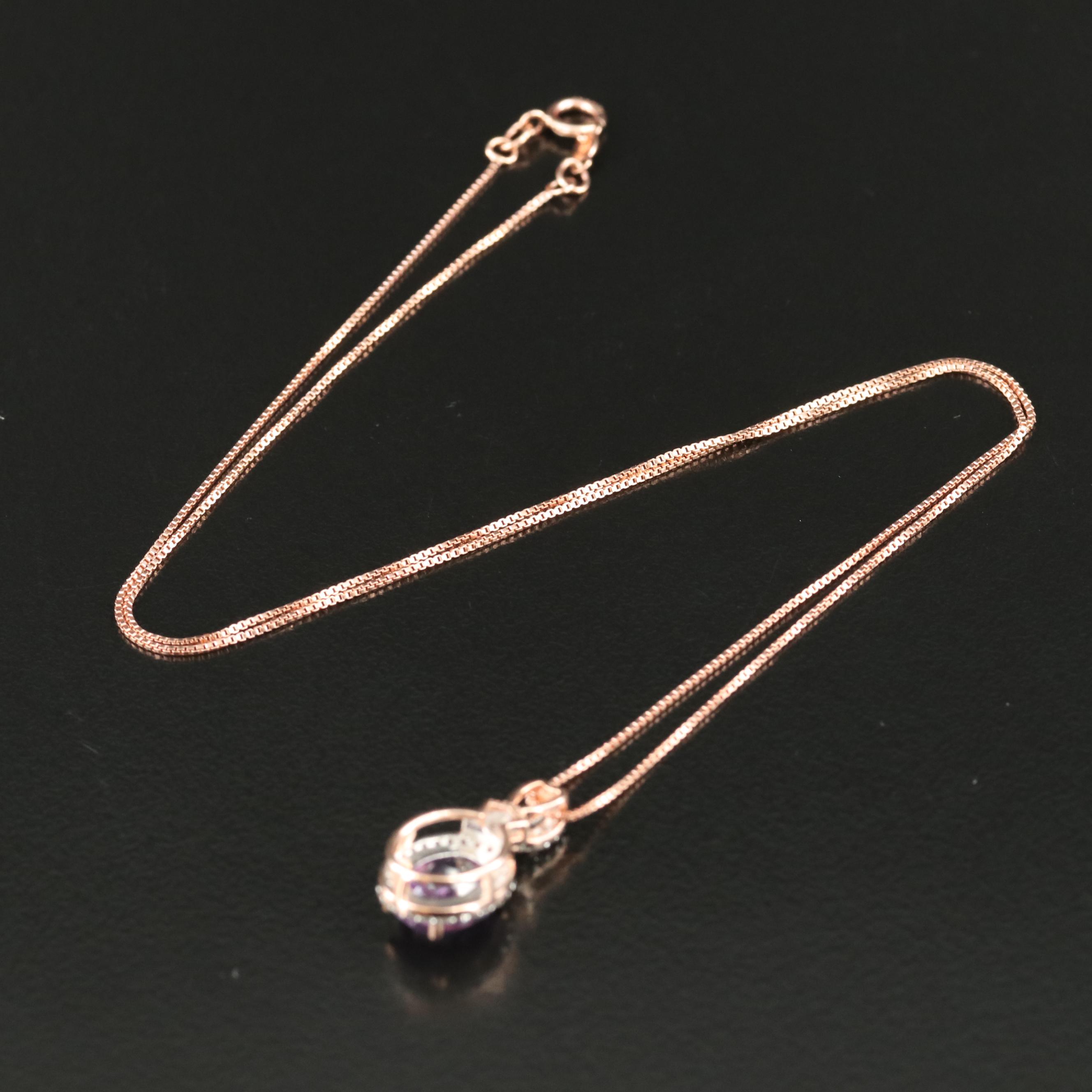 Sterling Amethyst and Sapphire Pendant Necklace