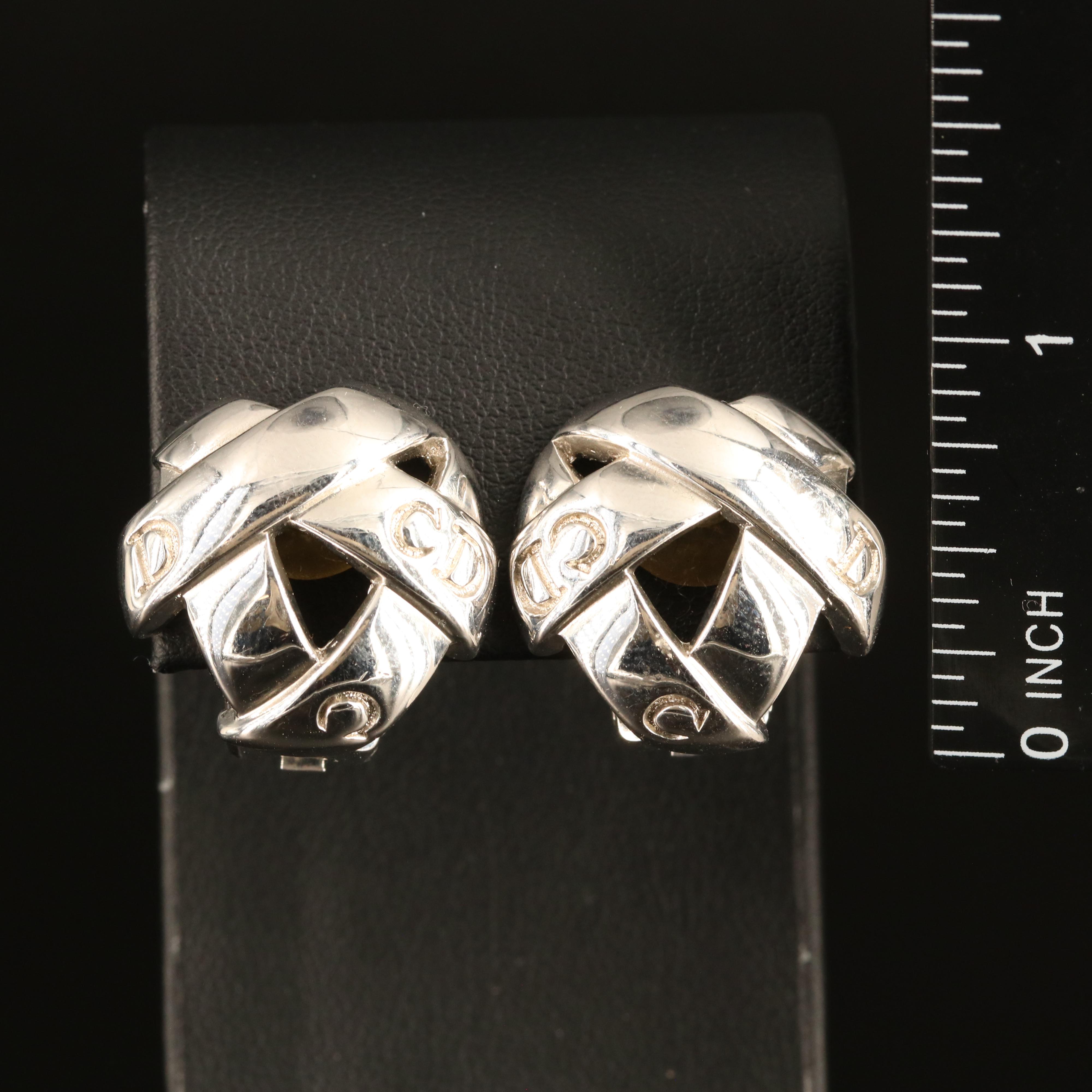 Christian Dior Crossover Logo Earrings