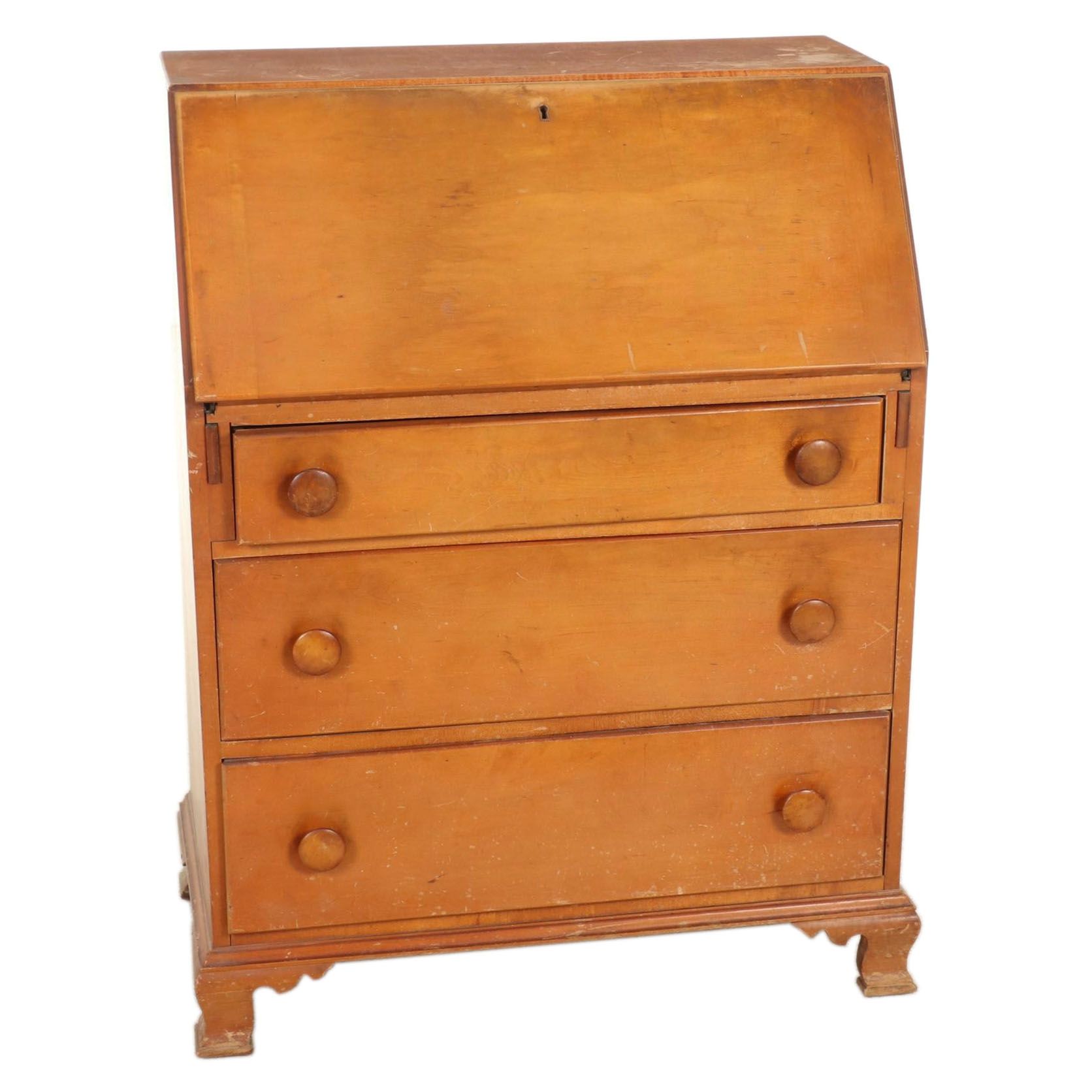 Colonial Style Maple Secretary Desk, Mid-20th Century