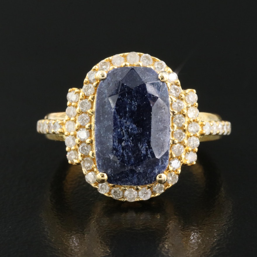 Sterling Corundum and Diamond Ring