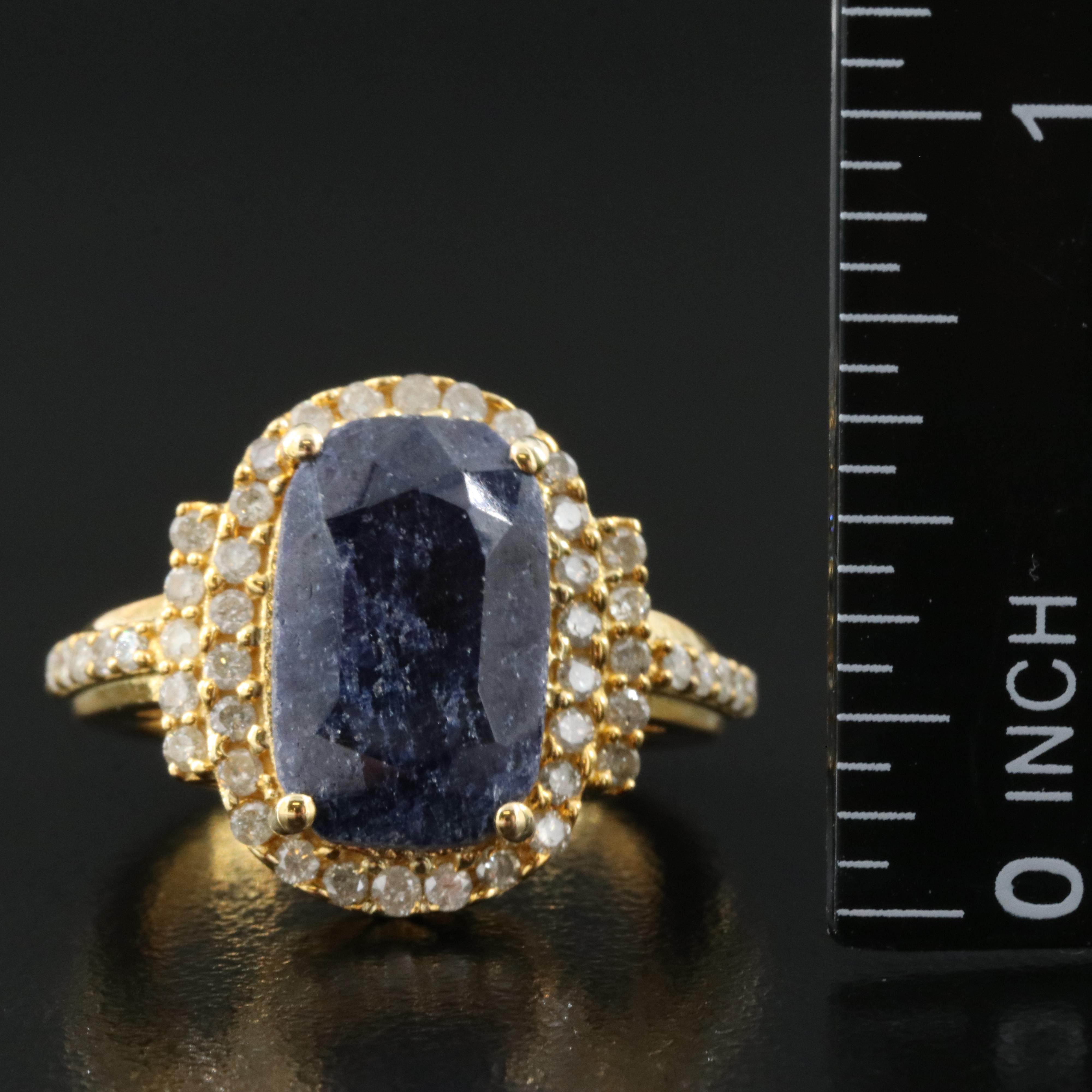 Sterling Corundum and Diamond Ring