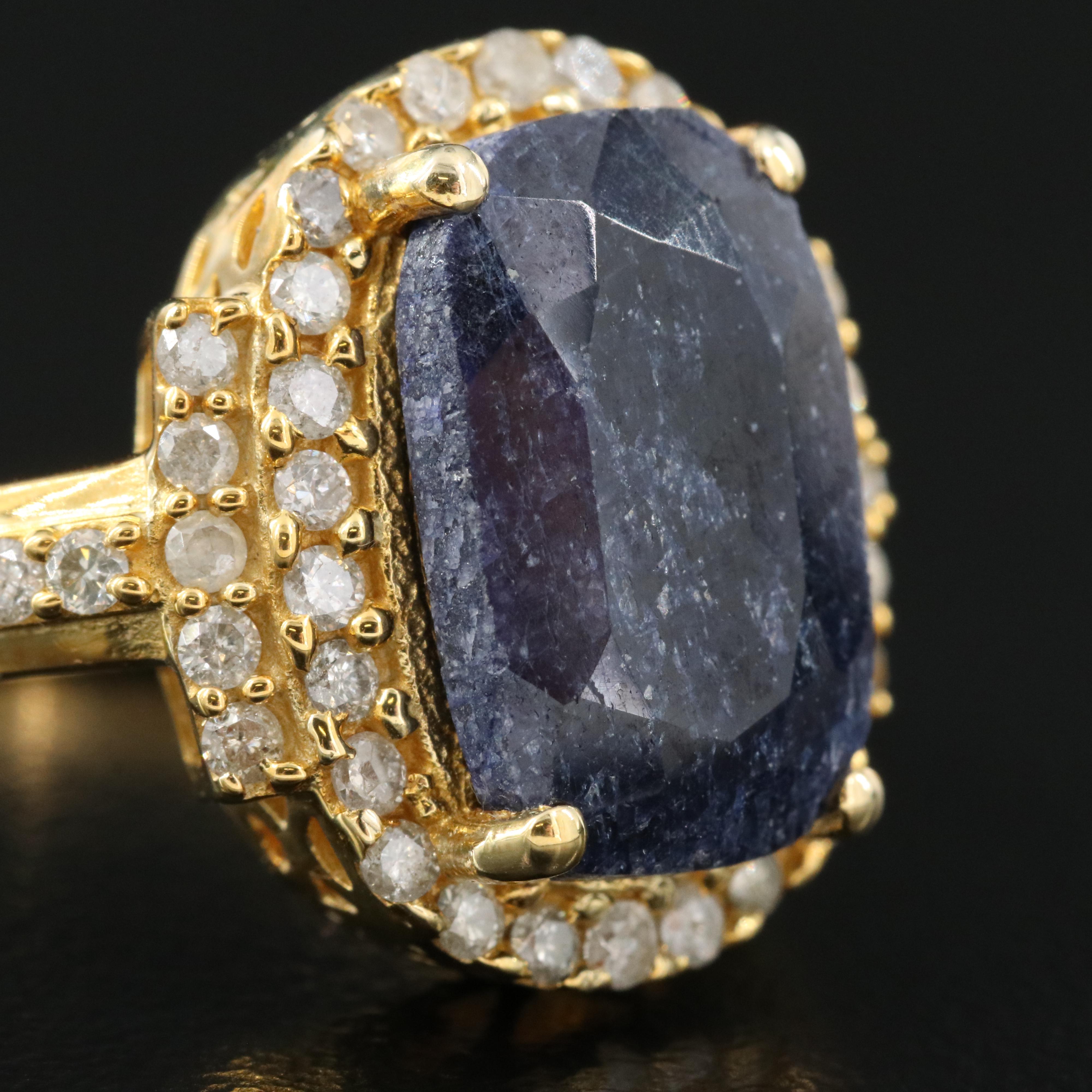 Sterling Corundum and Diamond Ring