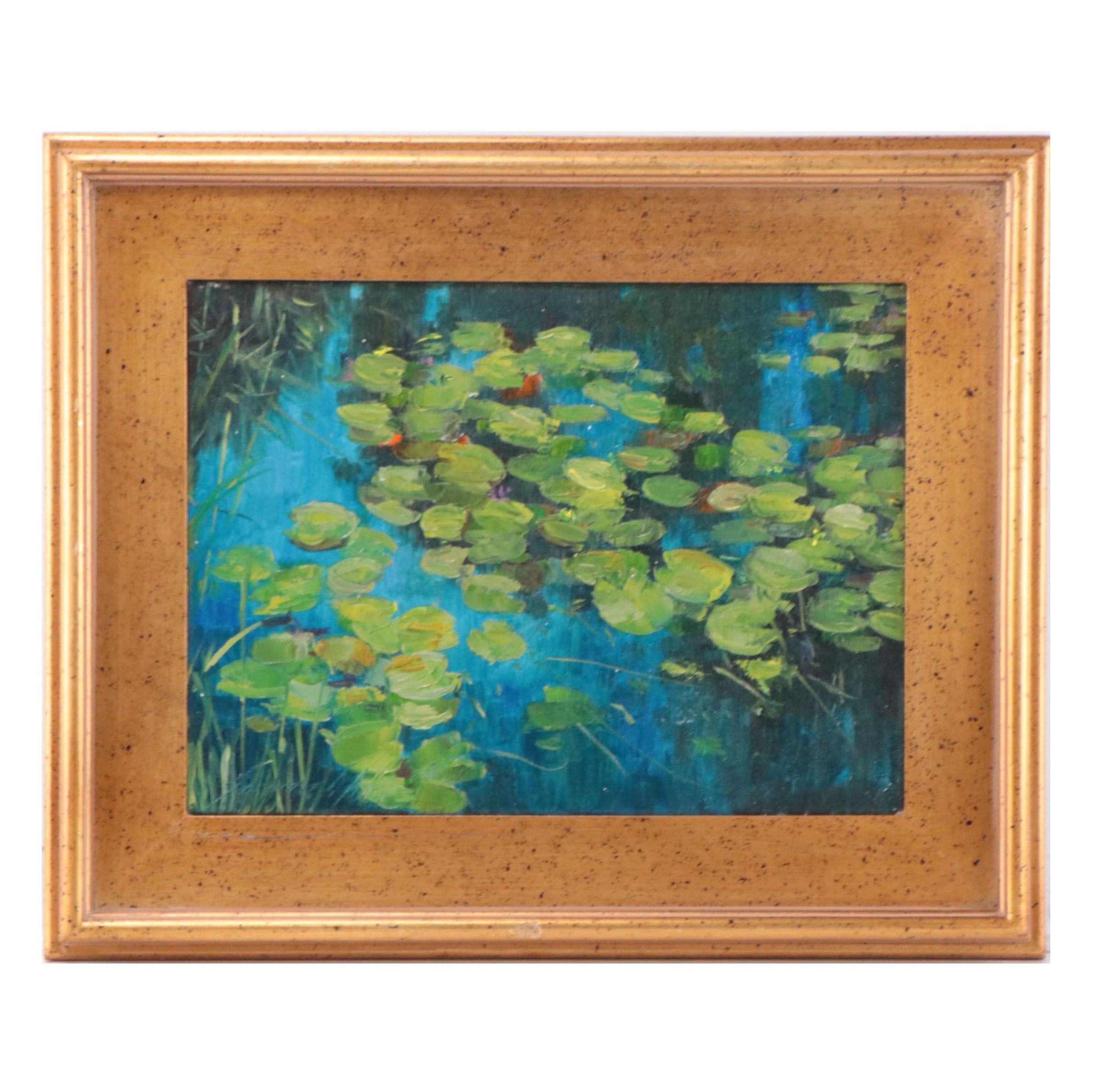 Garncarek Aleksander Oil Painting of Water Lilies "Grążele," 2023