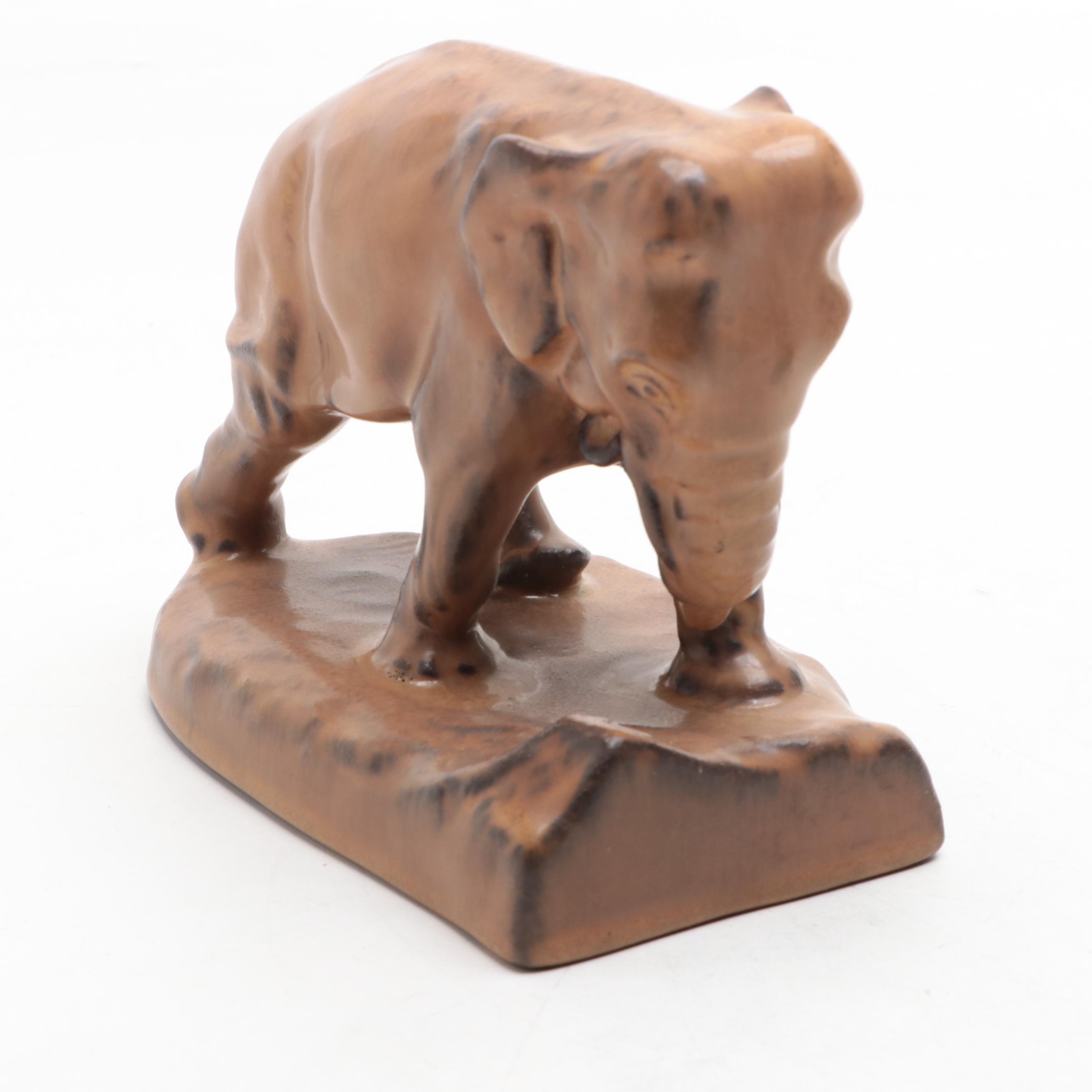 Rookwood Pottery Brown Glaze Elephant Bookend and More, 1920s