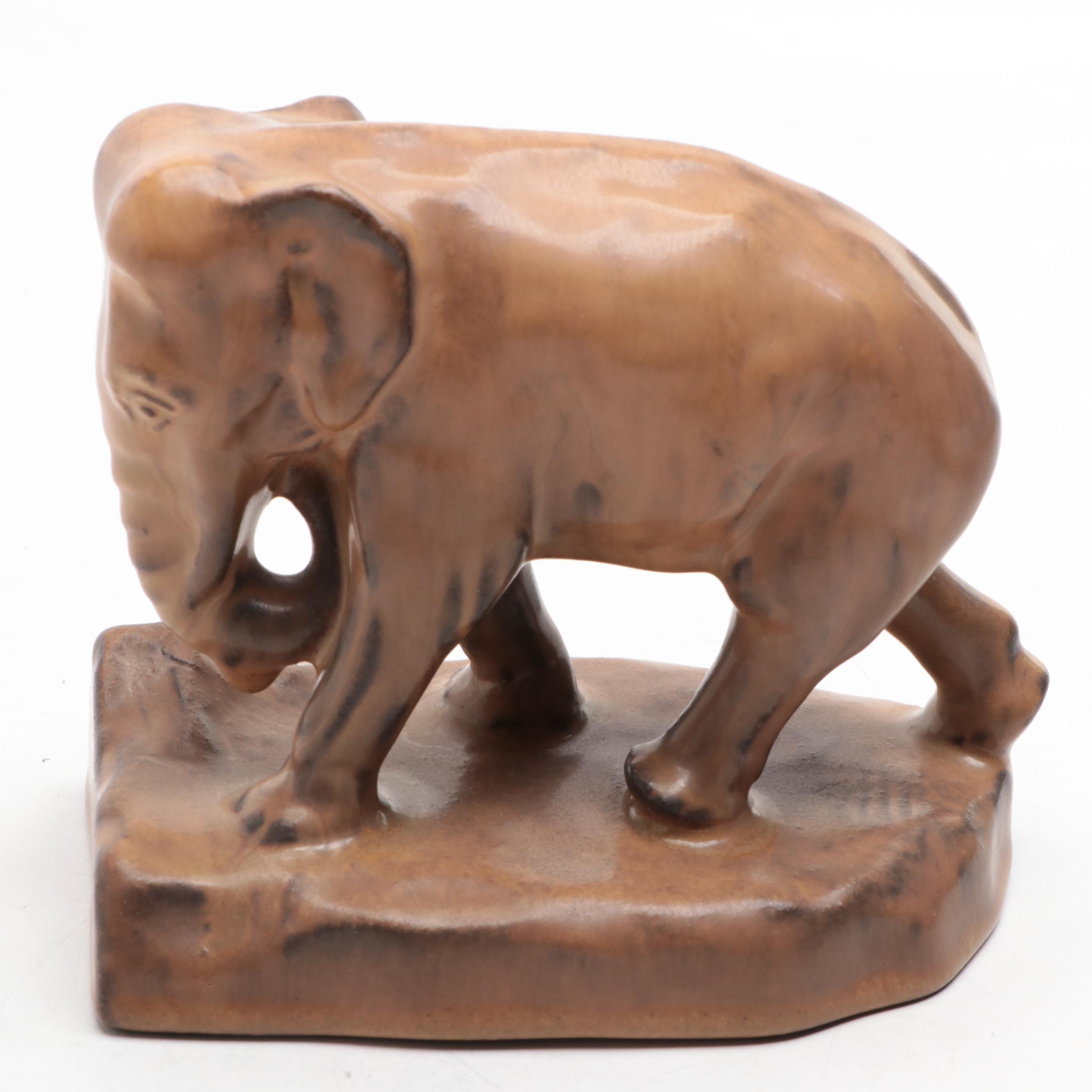 Rookwood Pottery Brown Glaze Elephant Bookend and More, 1920s