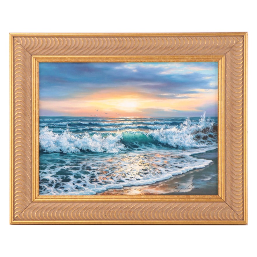 Jevgenijus Litvinas Oil Painting "Sea Coast," 2023