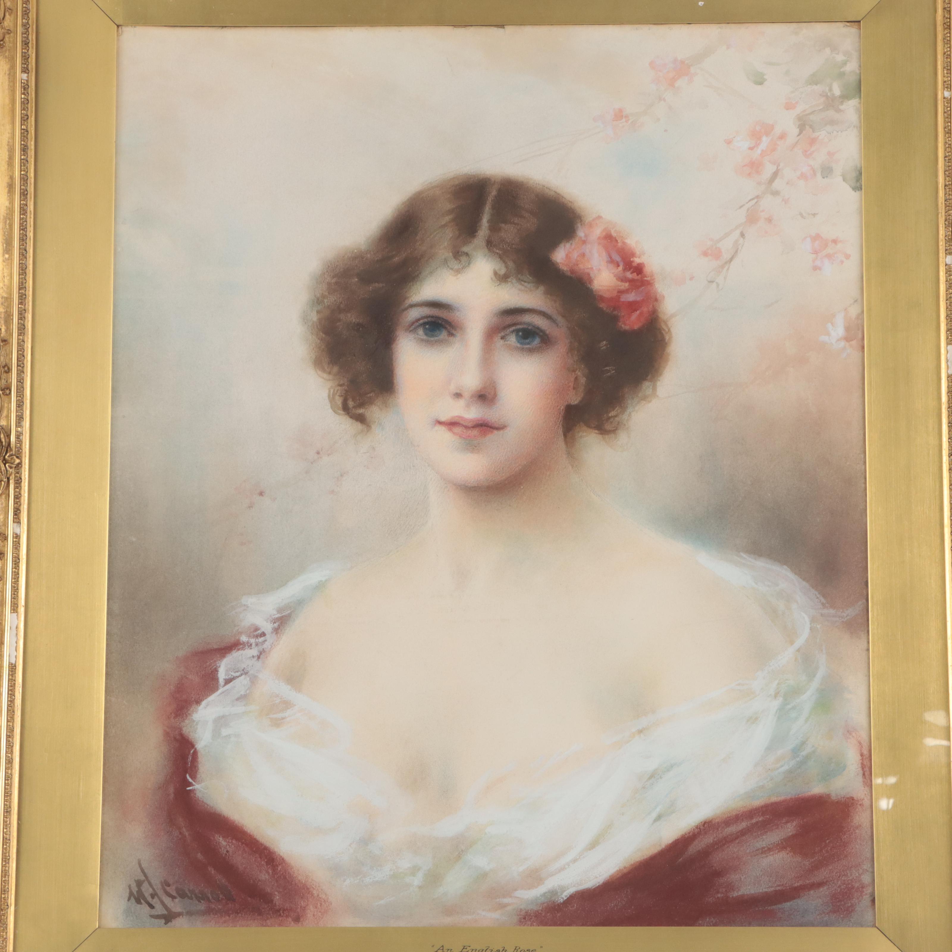 William Joseph Carroll Watercolor Portrait "An English Rose"