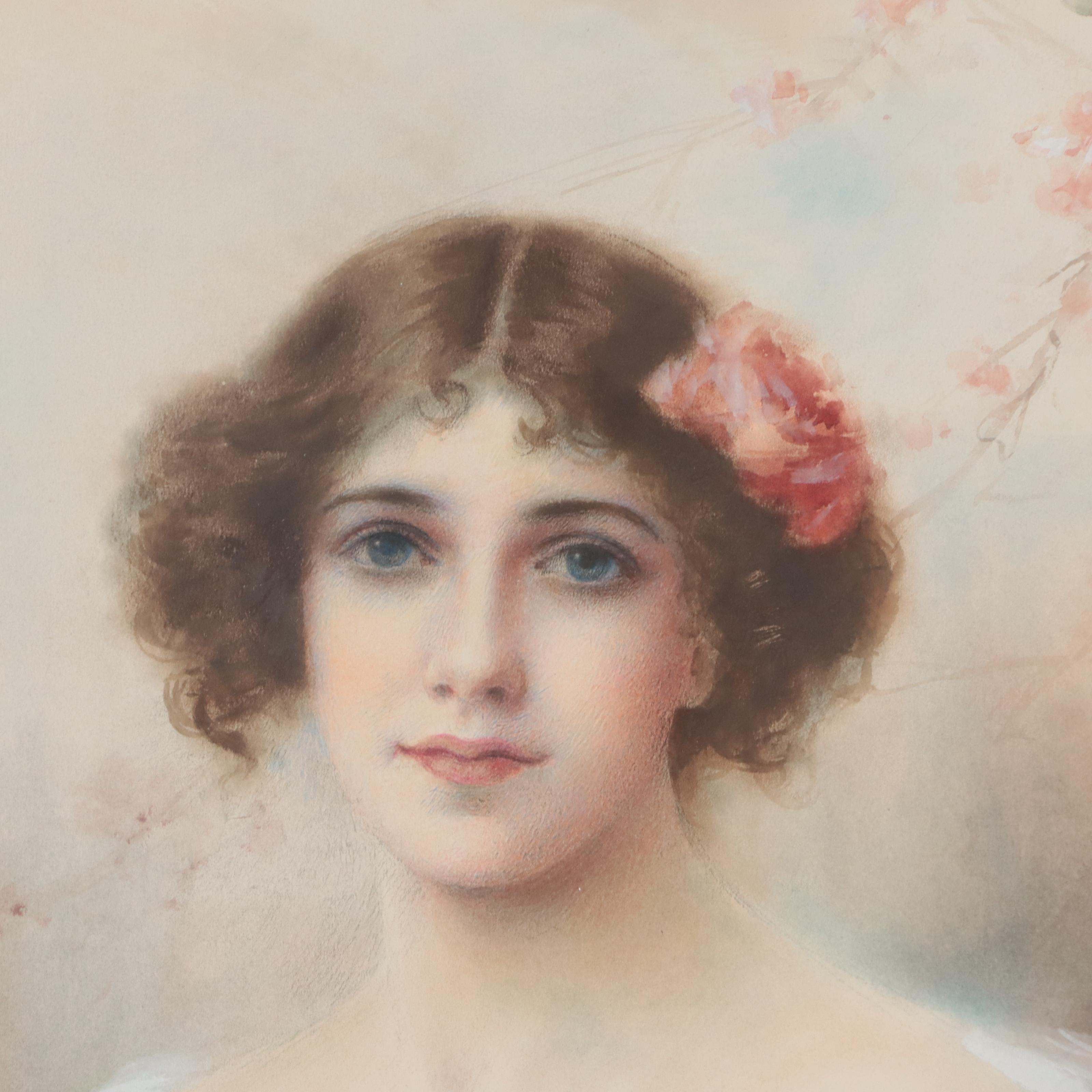 William Joseph Carroll Watercolor Portrait "An English Rose"