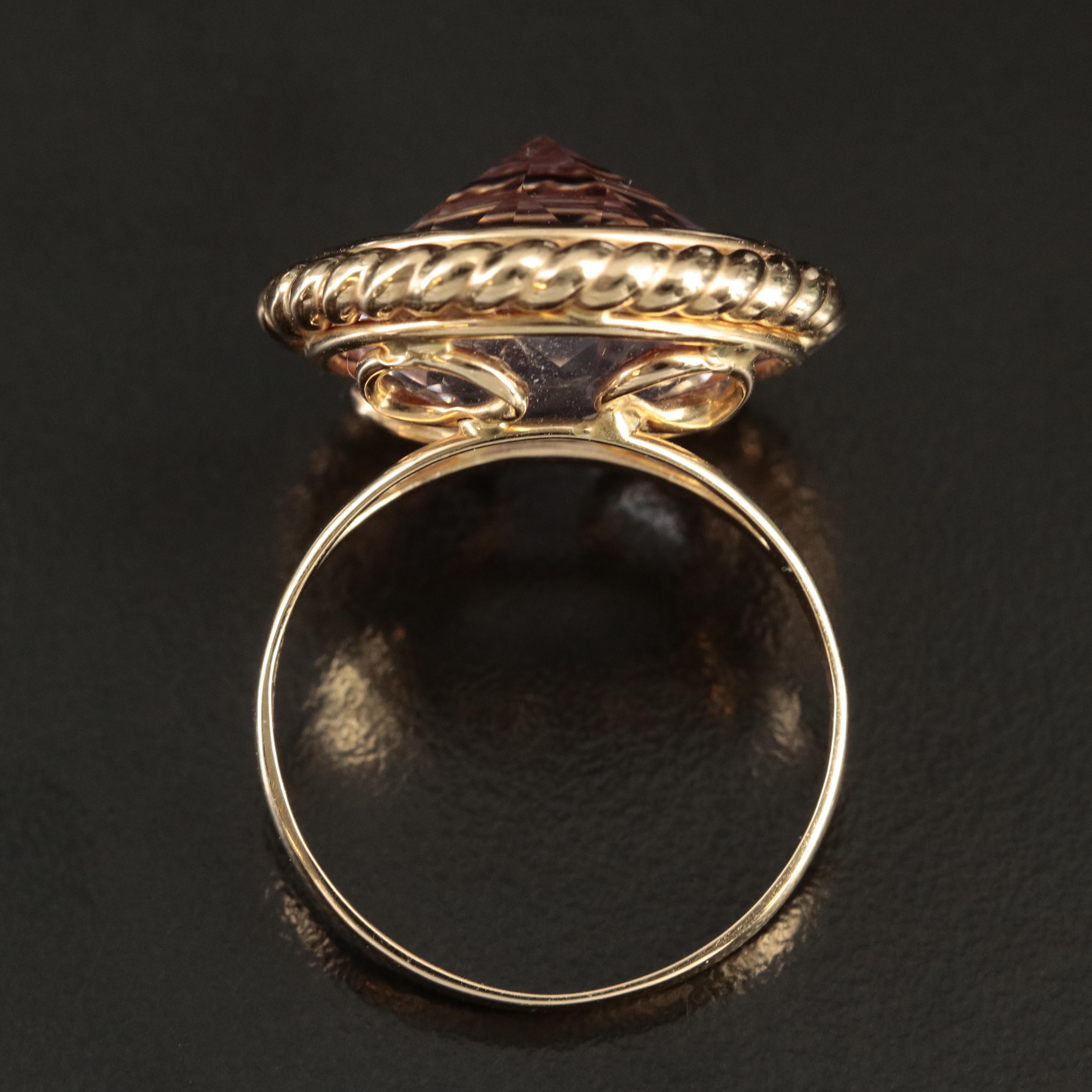 14K 14.44 CT Amethyst Ring with Braid Detail