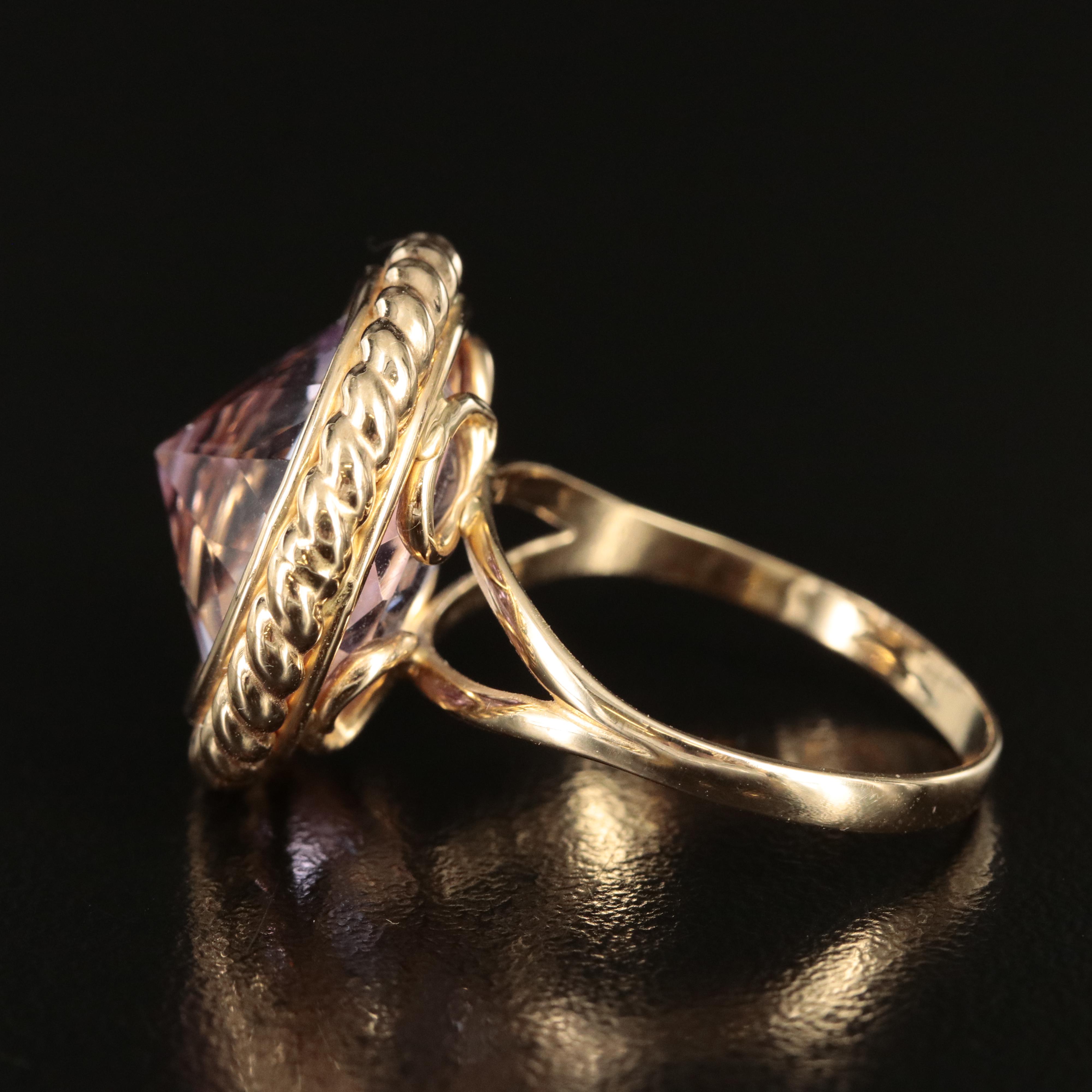 14K 14.44 CT Amethyst Ring with Braid Detail