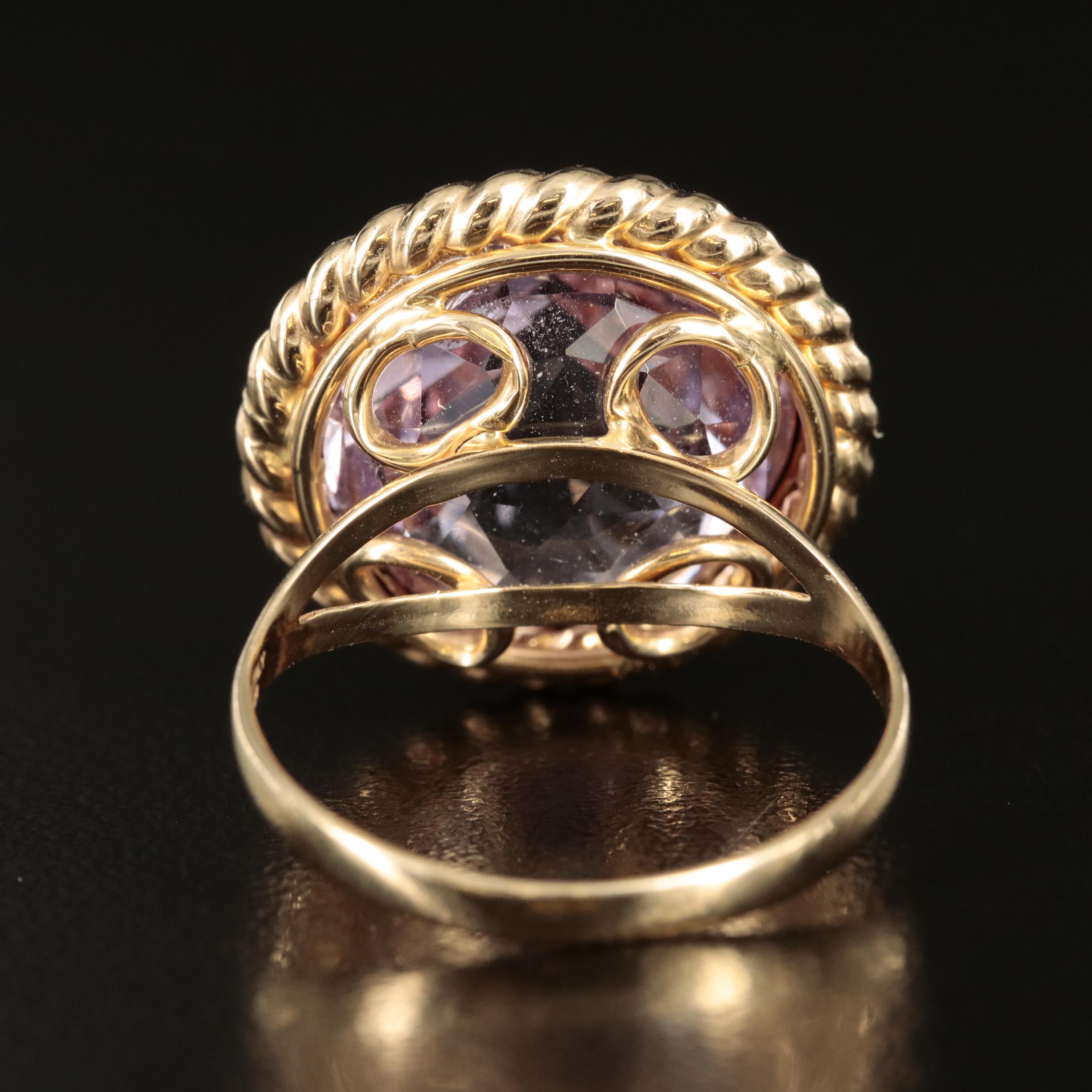 14K 14.44 CT Amethyst Ring with Braid Detail