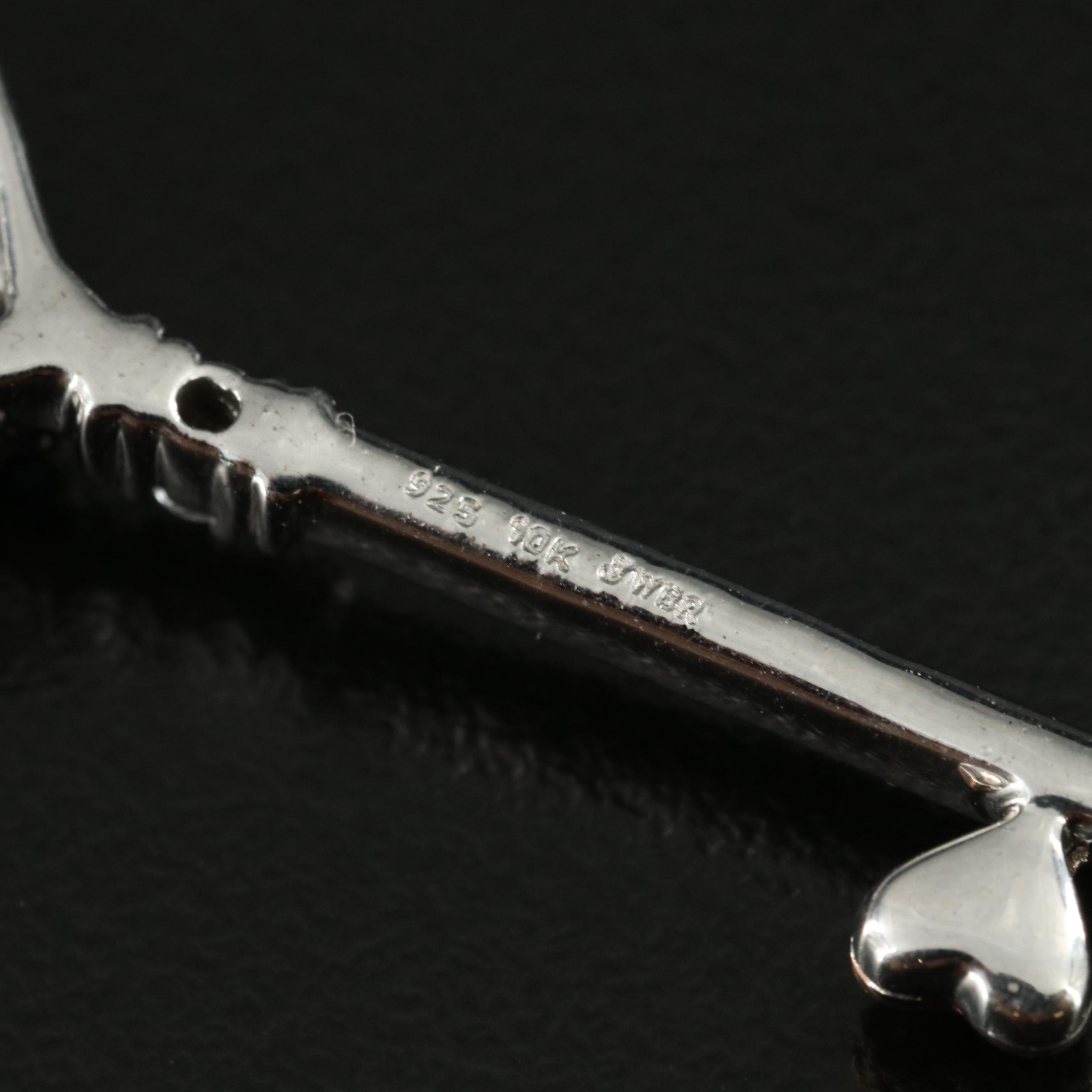 Sterling Sapphire Heart Key Pendant Necklace