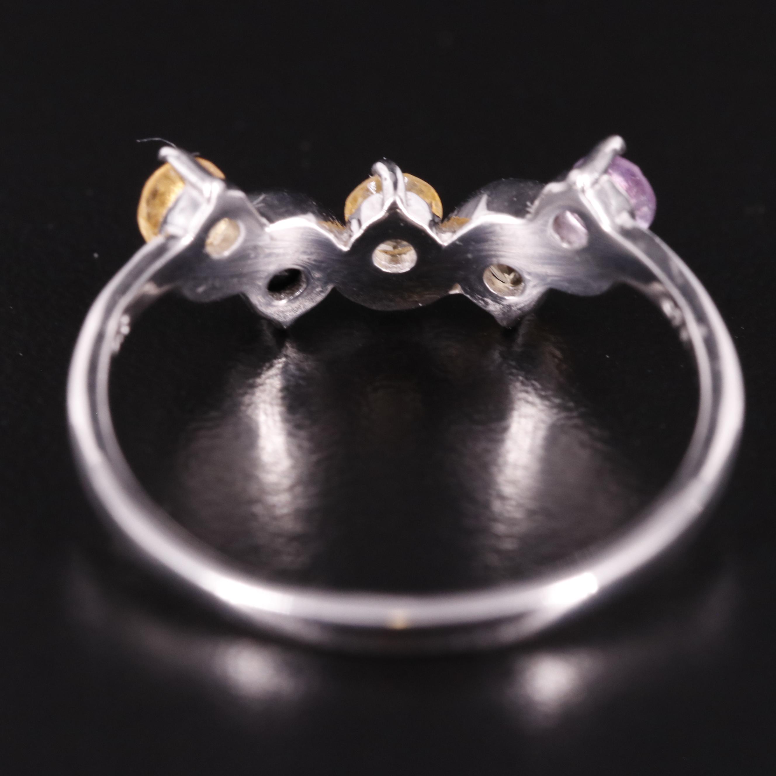 Sterling Citrine, Amethyst, and Sapphire Ring