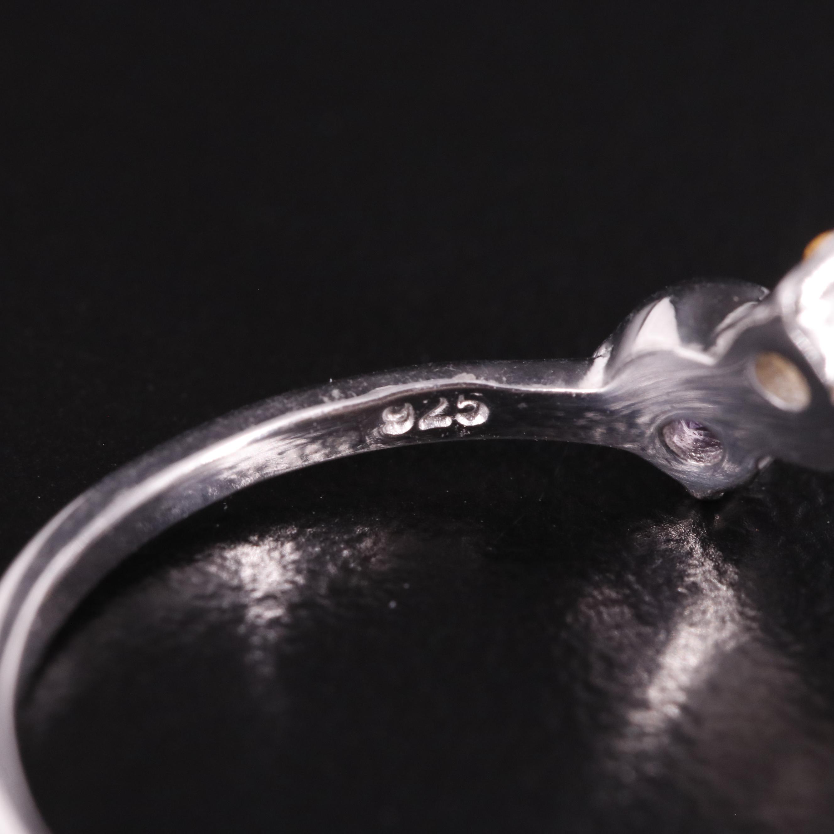 Sterling Citrine, Amethyst, and Sapphire Ring