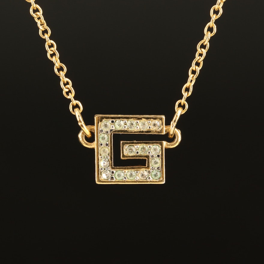 Givenchy Rhinestone Monogram G Necklace
