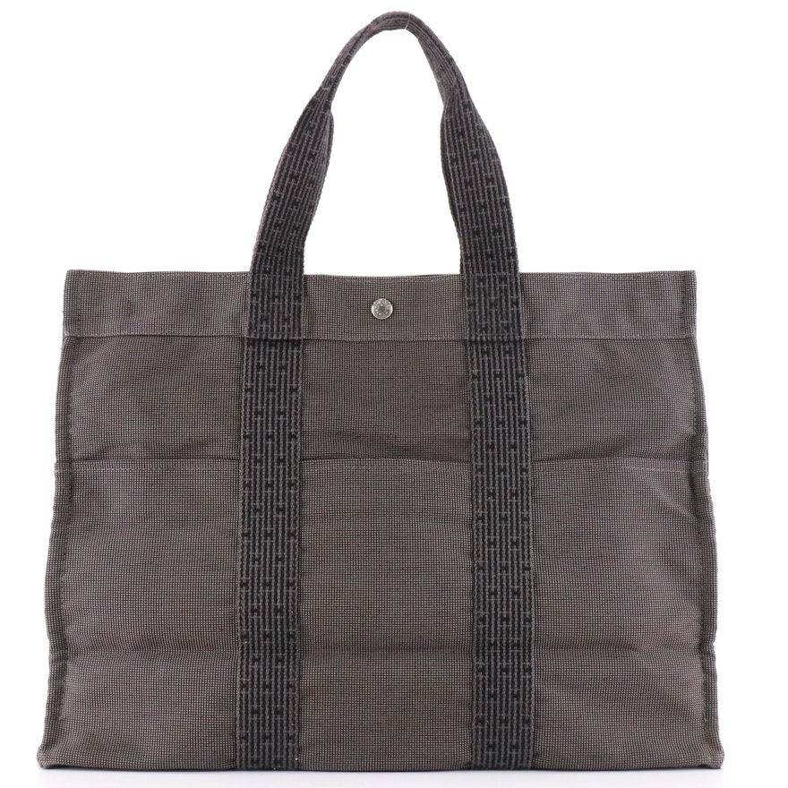 Hermès Herline Fourre Tout GM Tote Bag in Grey and Black Nylon