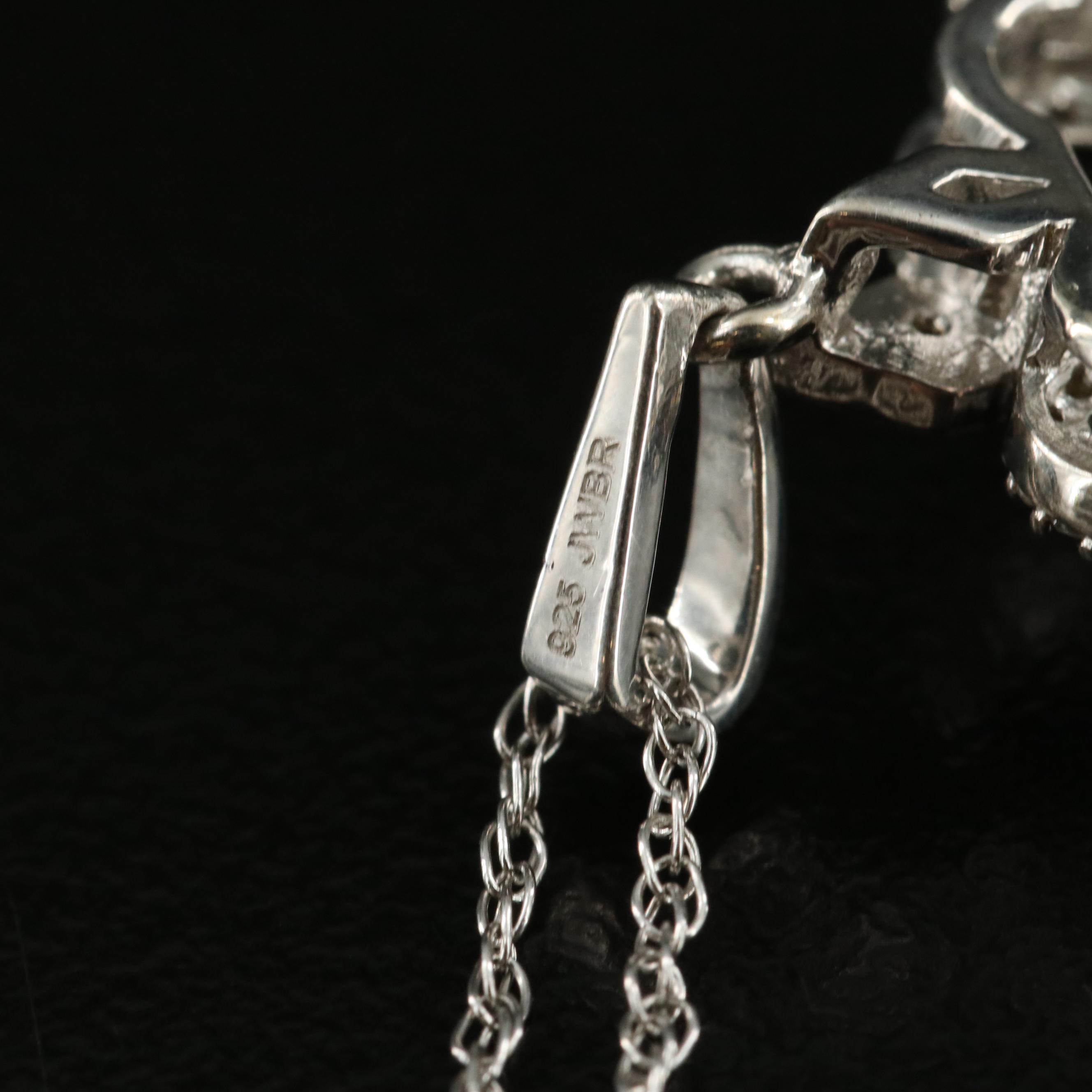 Sterling Garnet and Diamond Openwork Pendant Necklace