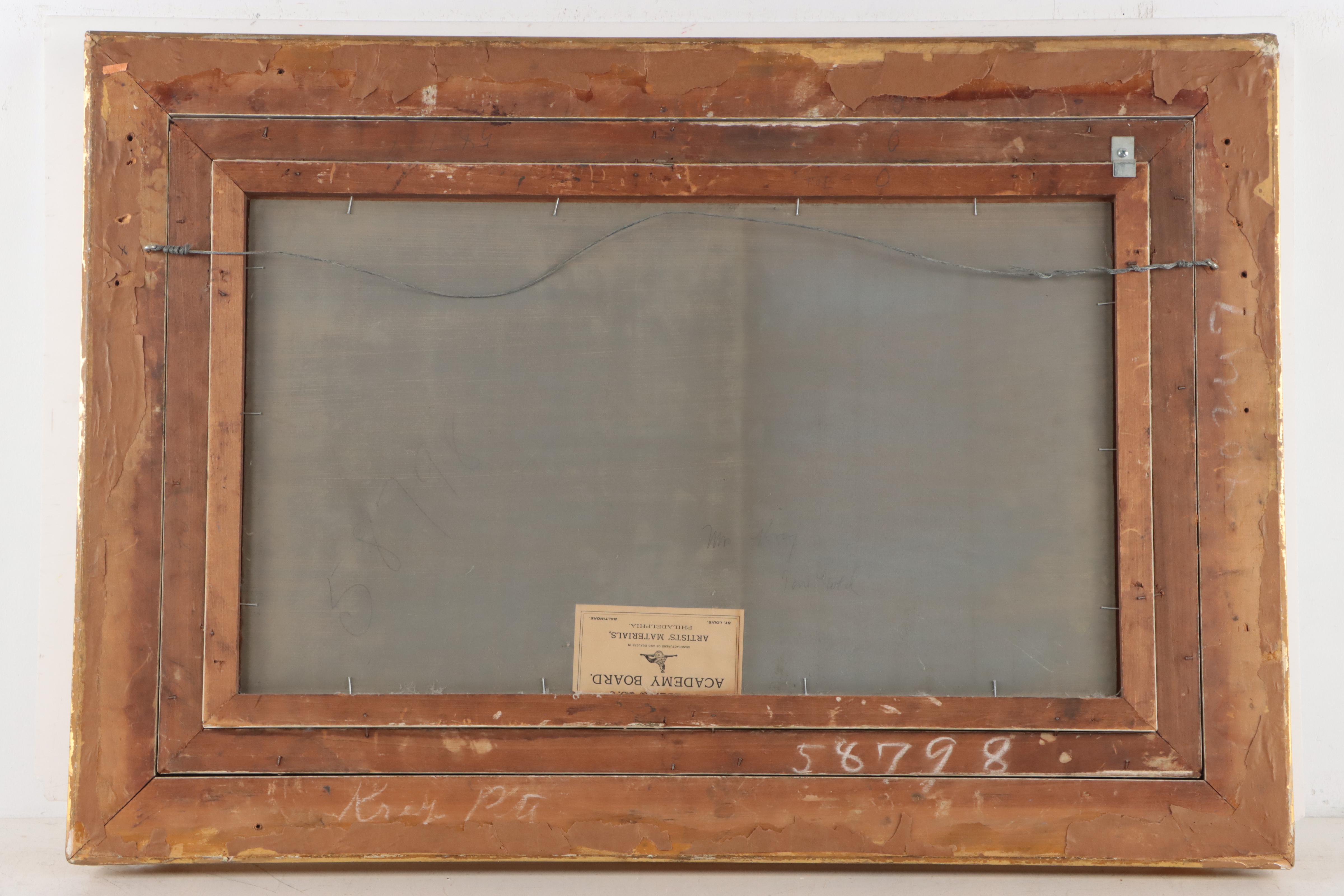 Oil Painting of Sailing Ship In Coastal Landscape